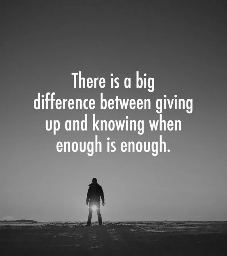 There is a big difference between giving up and knowing when enough is enough. Giving up implies lack of control. Knowing when enough is enough is taking control. Is it time for you to take control? #lifecoach #motivation #takecontrol #letmehelp #iho