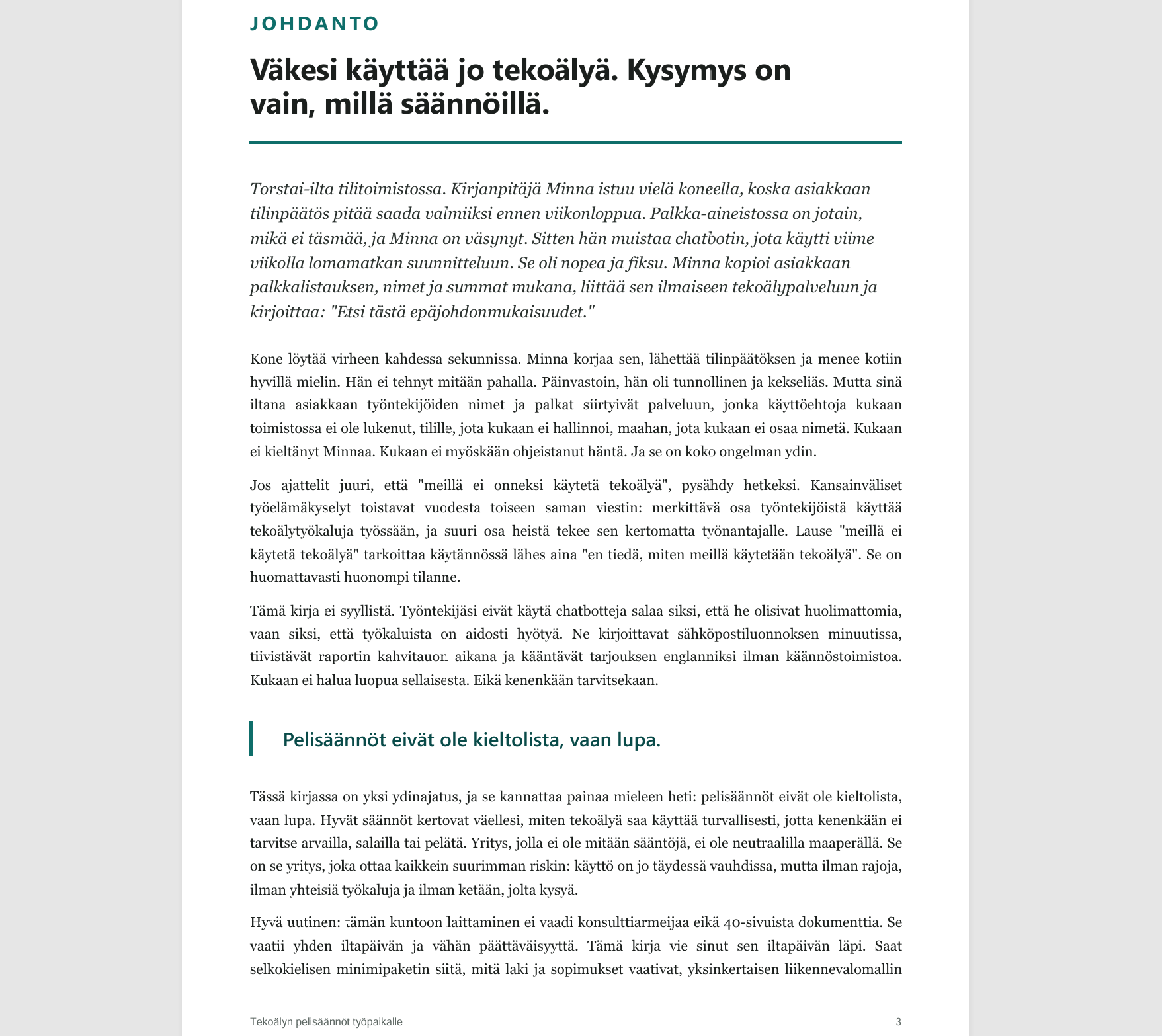 Tekoälyn pelisäännöt työpaikalle: johdanto