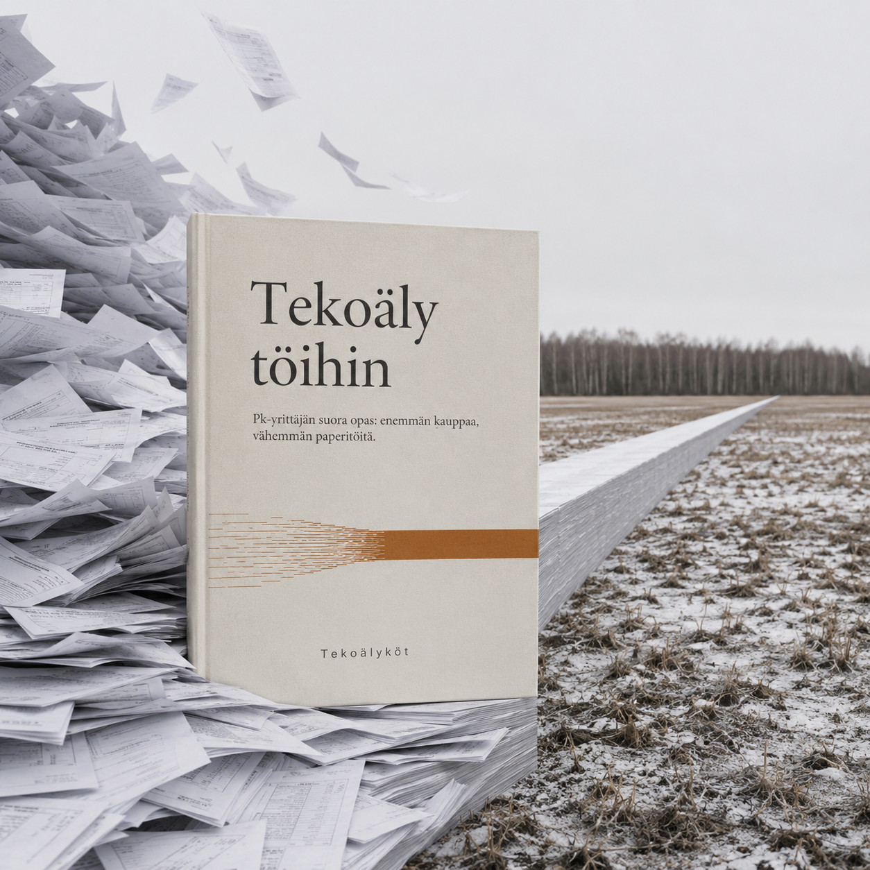 Tekoäly töihin -oppaan kansi, pk-yrittäjän tekoälyopas