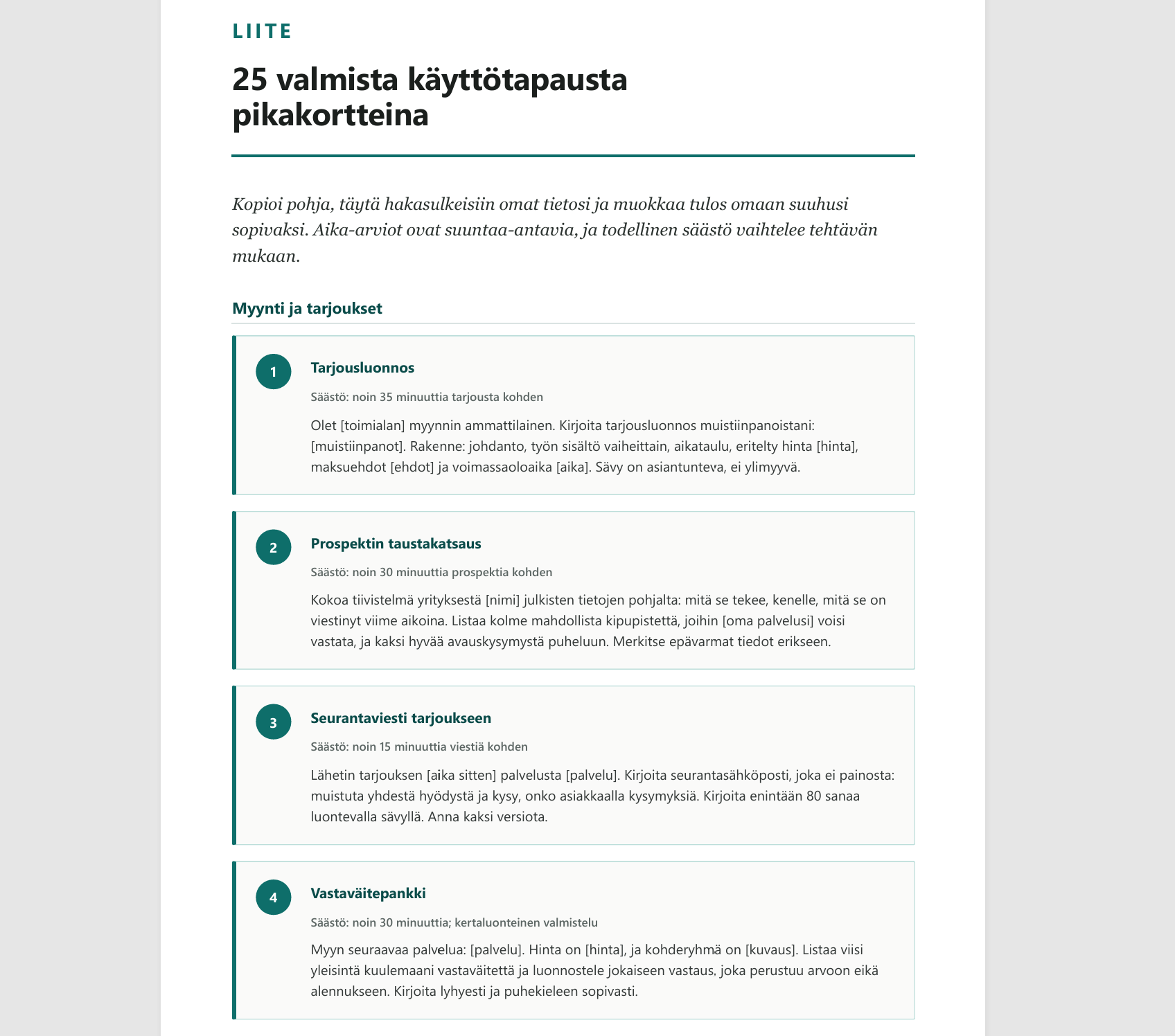 Esimerkkisivu oppaasta: valmiit promptit