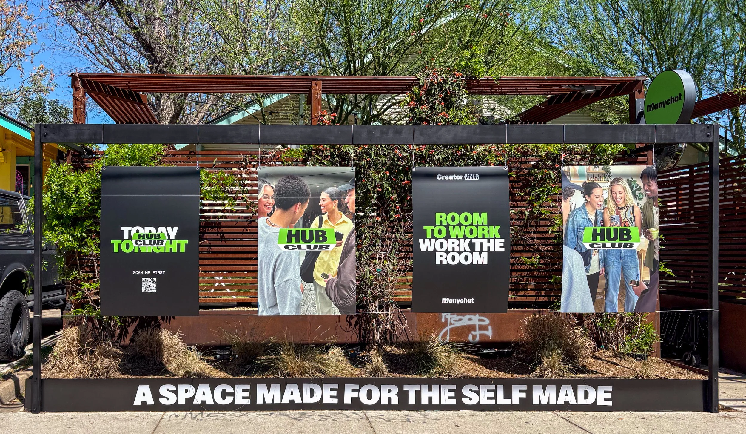 Black Metal frame hanging signs for SXSW