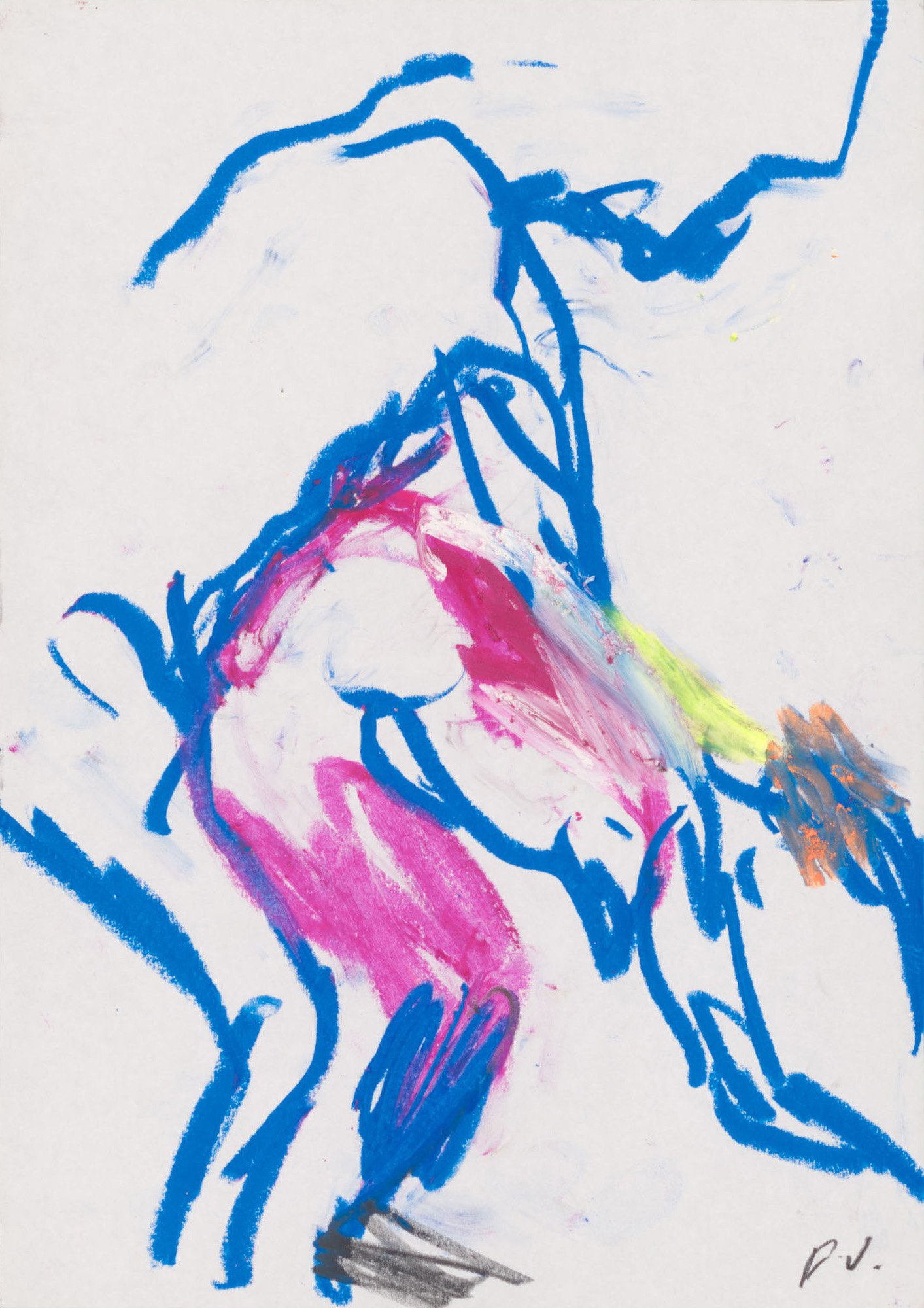 Untitled, 2024, pencil and oil crayons on paper, 29.7 × 21 cm