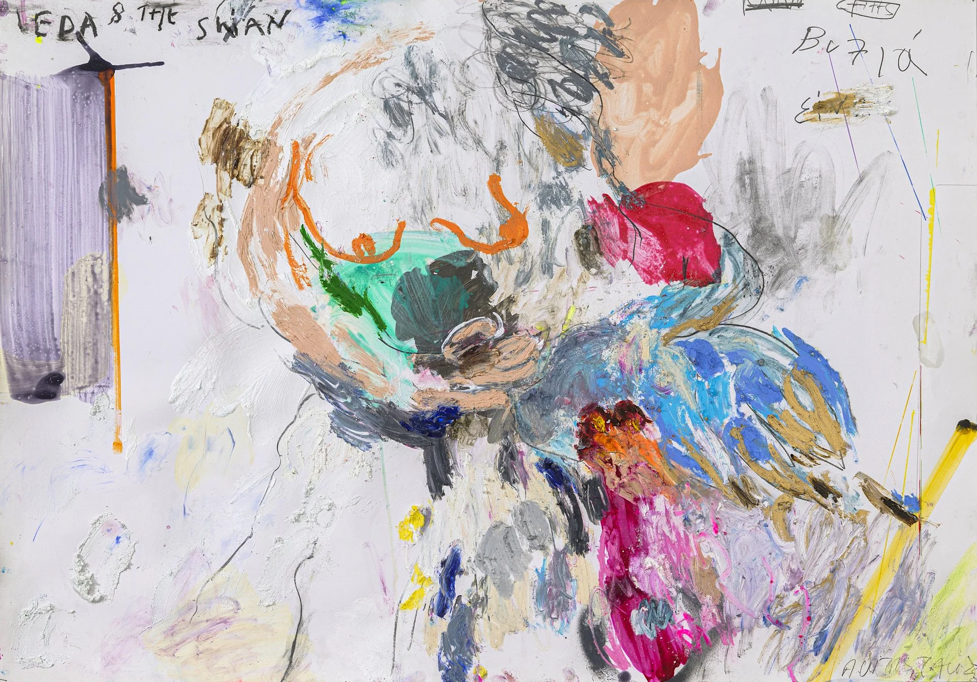 Untitled, 2023, acrylic ink, pencil, oil pastels and oil sticks on paper, 70 × 100 cm