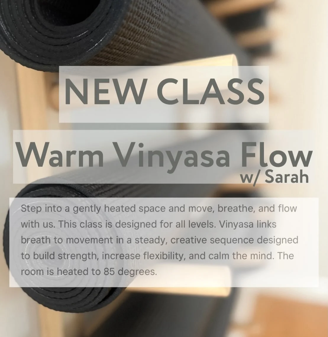 ‼️ NEW CLASS ‼️
Starting NEXT week
Warm Vinyasa Flow Yoga Will be held on Friday&rsquo;s from 5:00-6:00pm! 🧘&zwj;♀️

📣 Booking Note: 
Members with existing packages can&rsquo;t apply them online. Just let us know you&rsquo;re coming, or tell us at 