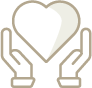 Supporting the family through the Aged Care journey: Two hands gently cupping a heart shape.