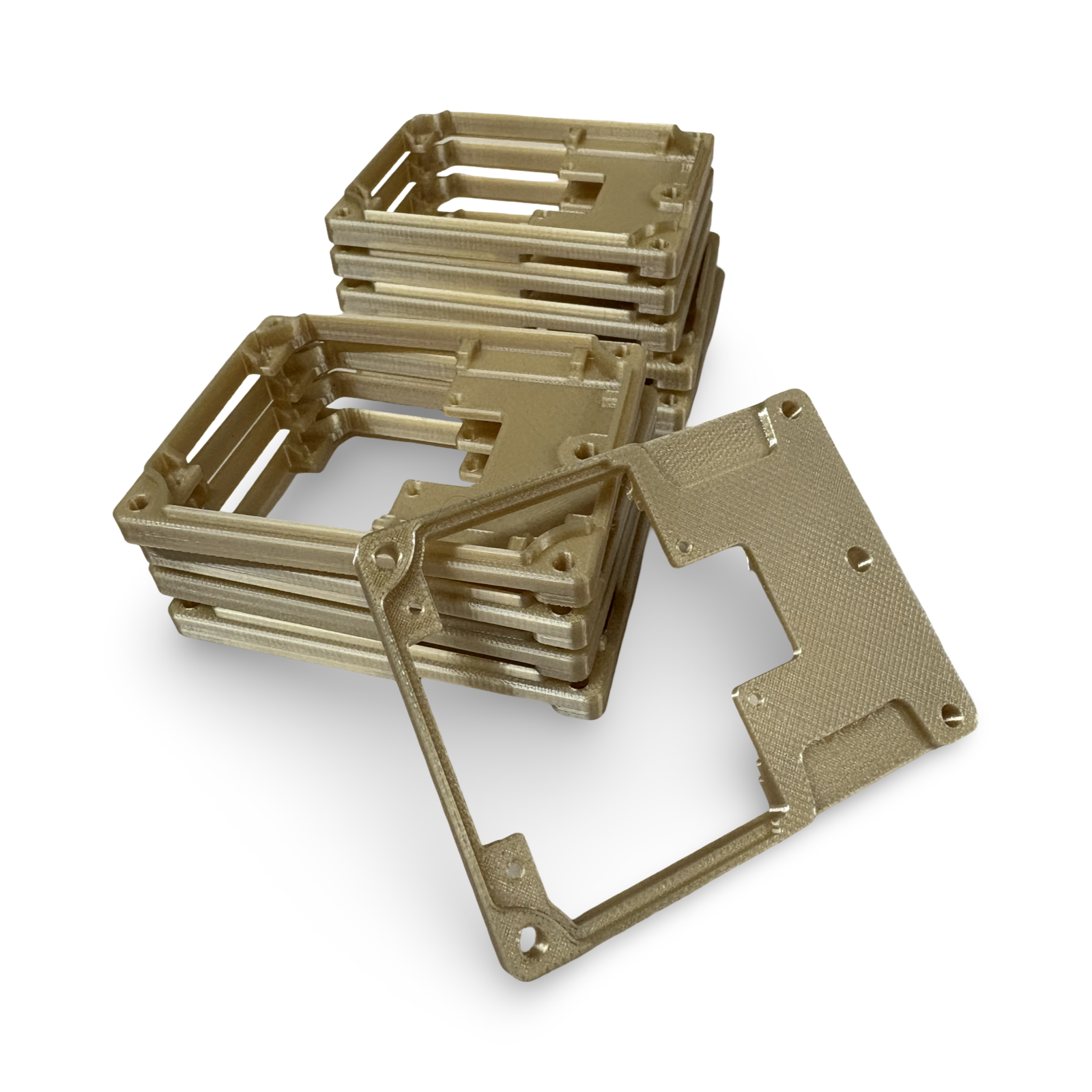 multiple thin wall ultem 9085 frames printed on stratasys fortus production system demonstrating repeatable manufacturing