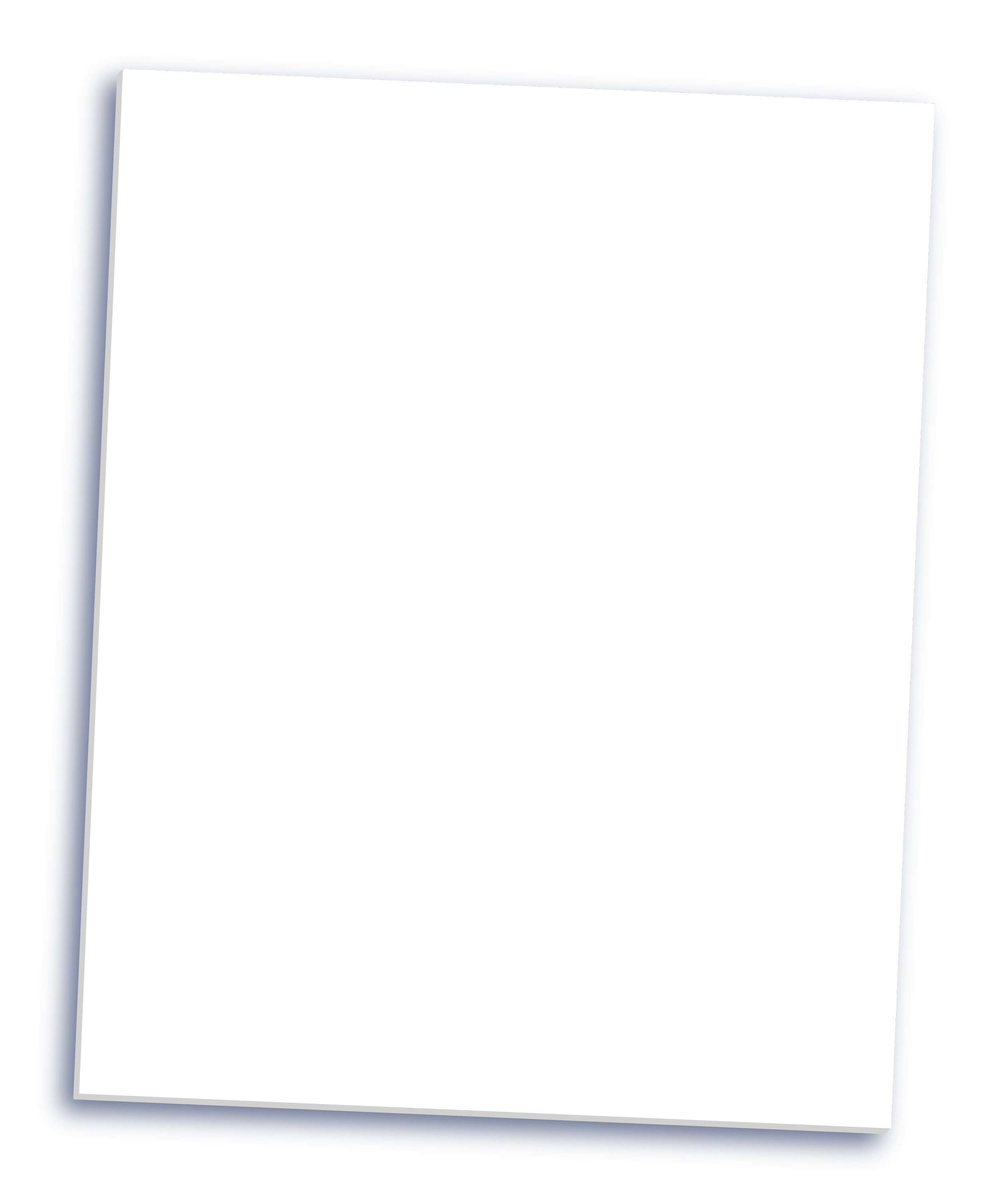 White blank paper tilted on a dark background.