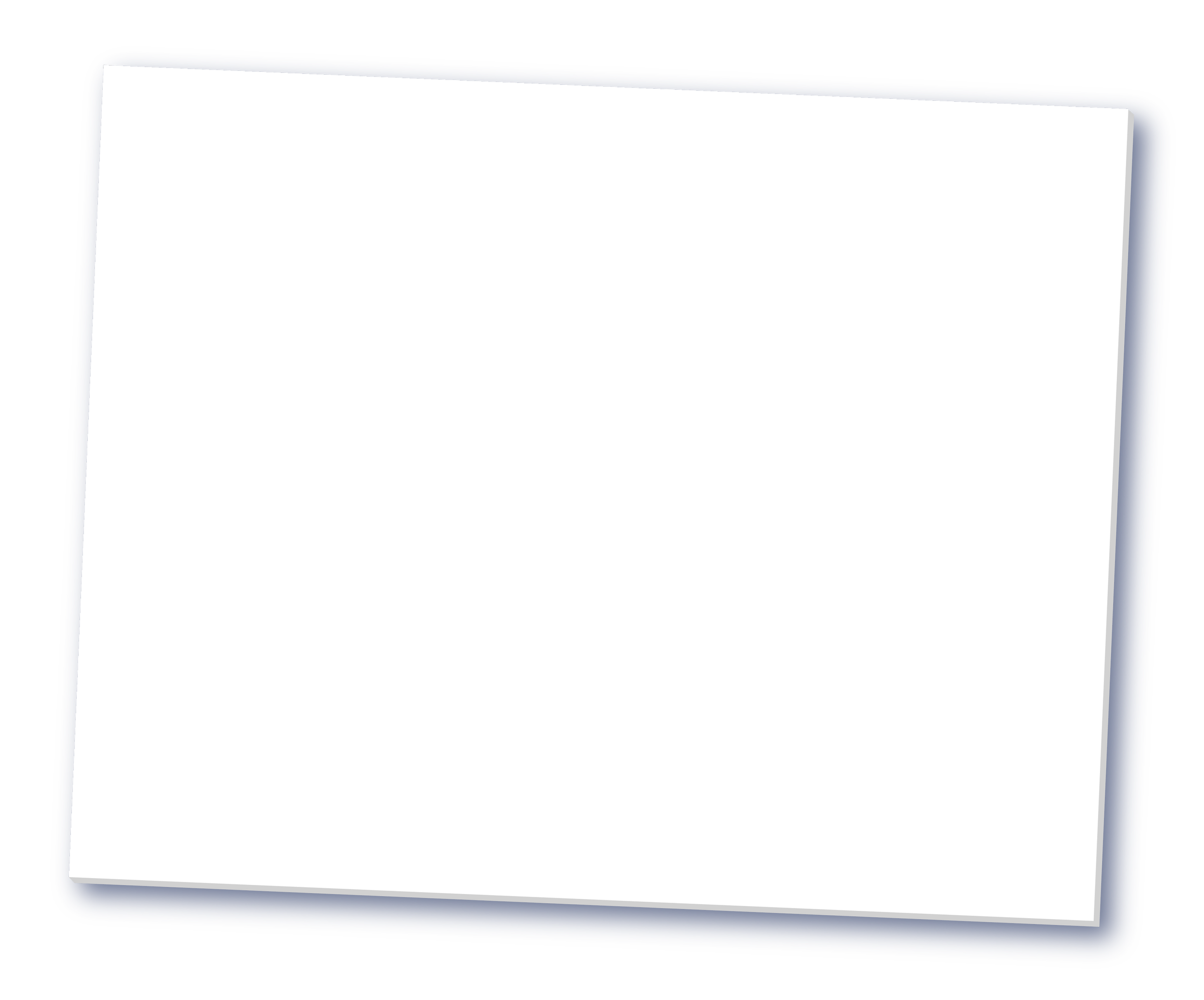 An empty whiteboard with a dark blue border and a slight tilt.