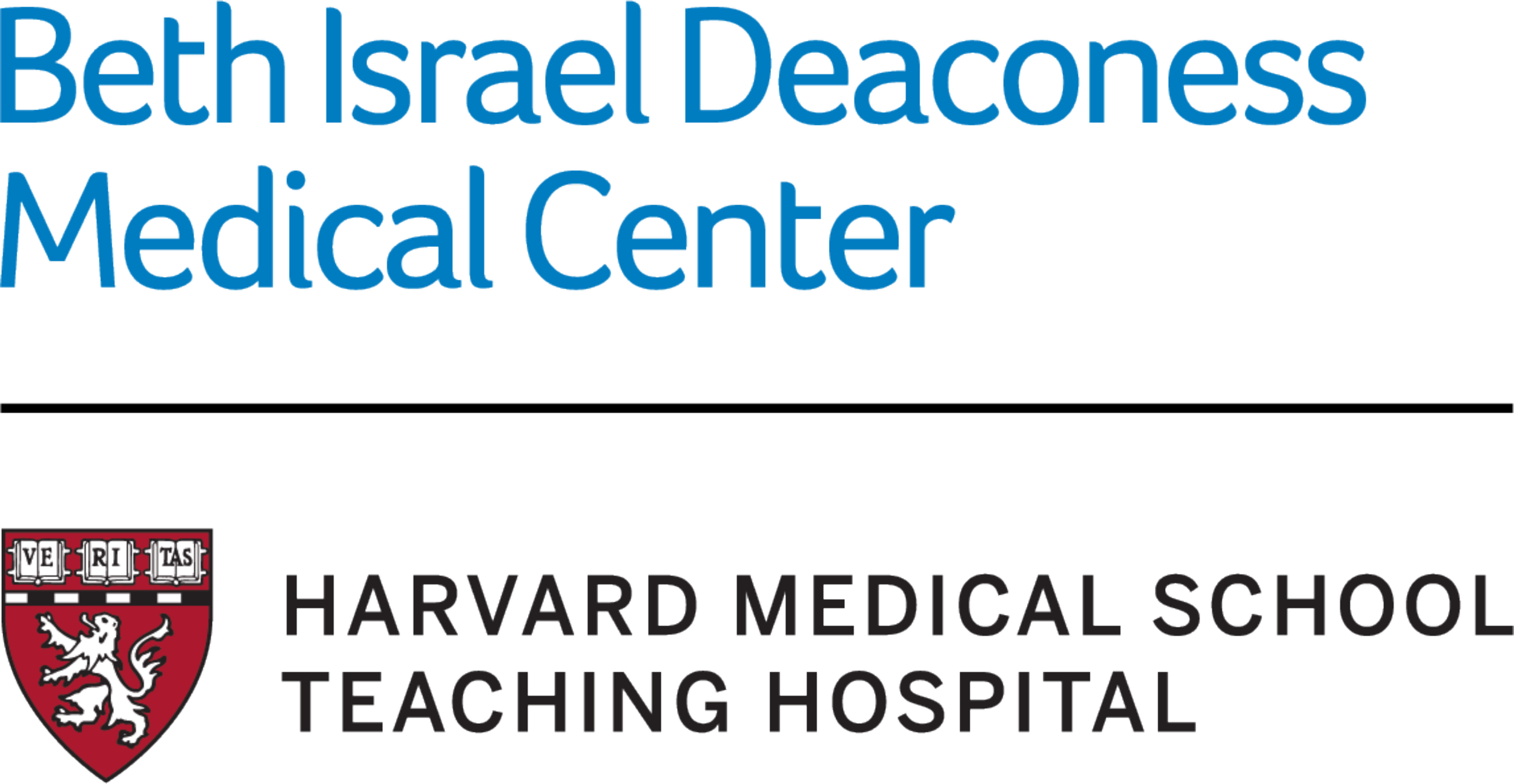 Sign displaying the name 'Beth Israel Deaconess Medical Center' and 'Harvard Medical School Teaching Hospital' with the Harvard shield logo.