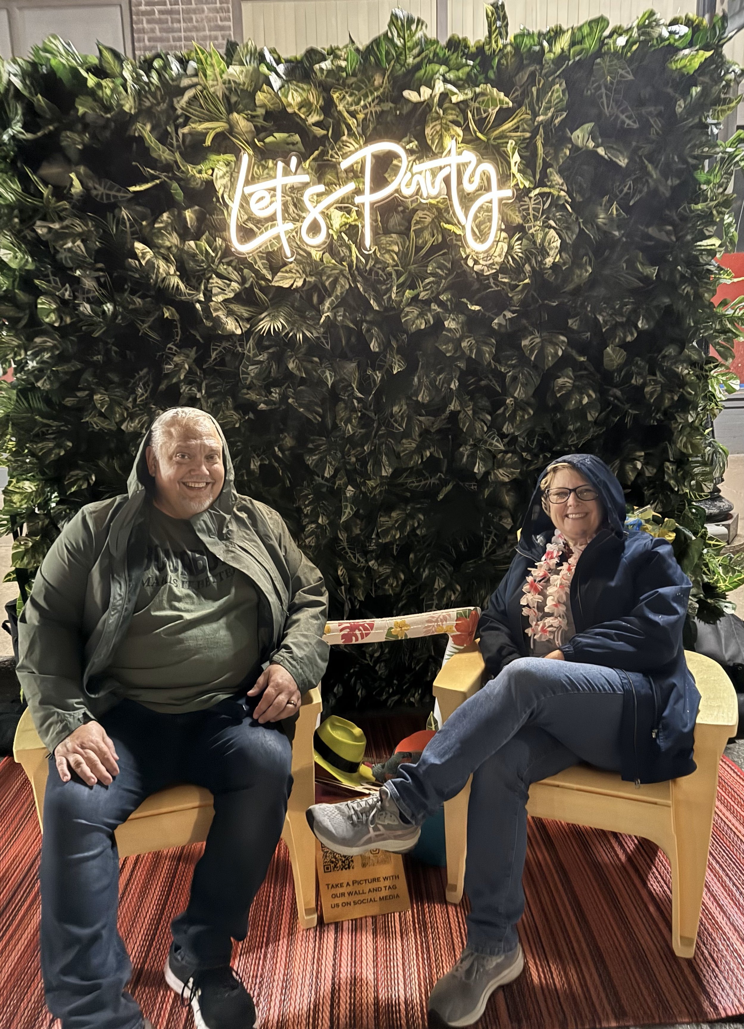 Bruegala in Paradice- Miami Wall with "Lets Party" Neon Sign