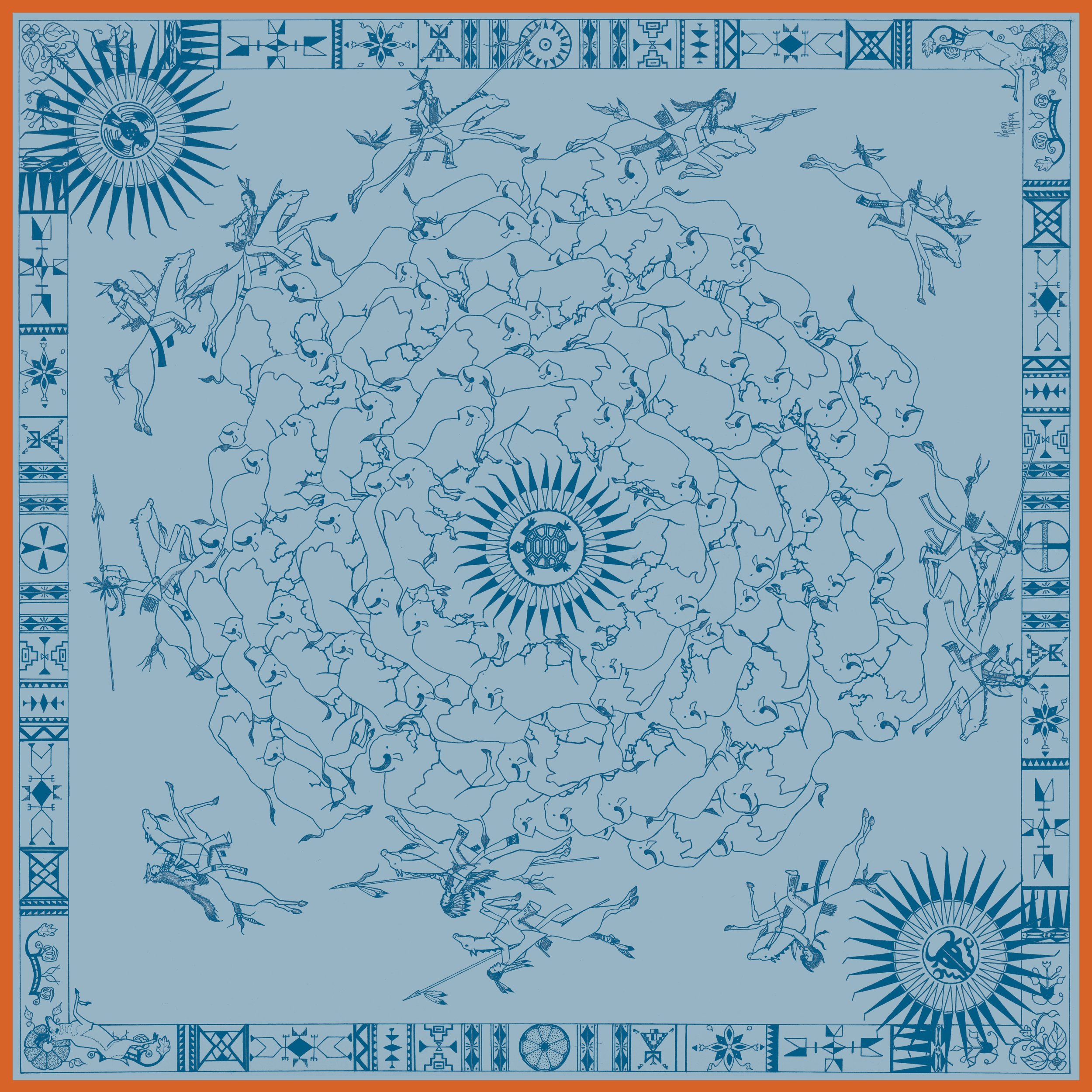 Tabana | Bison Hunt | 100% Silk Scarf