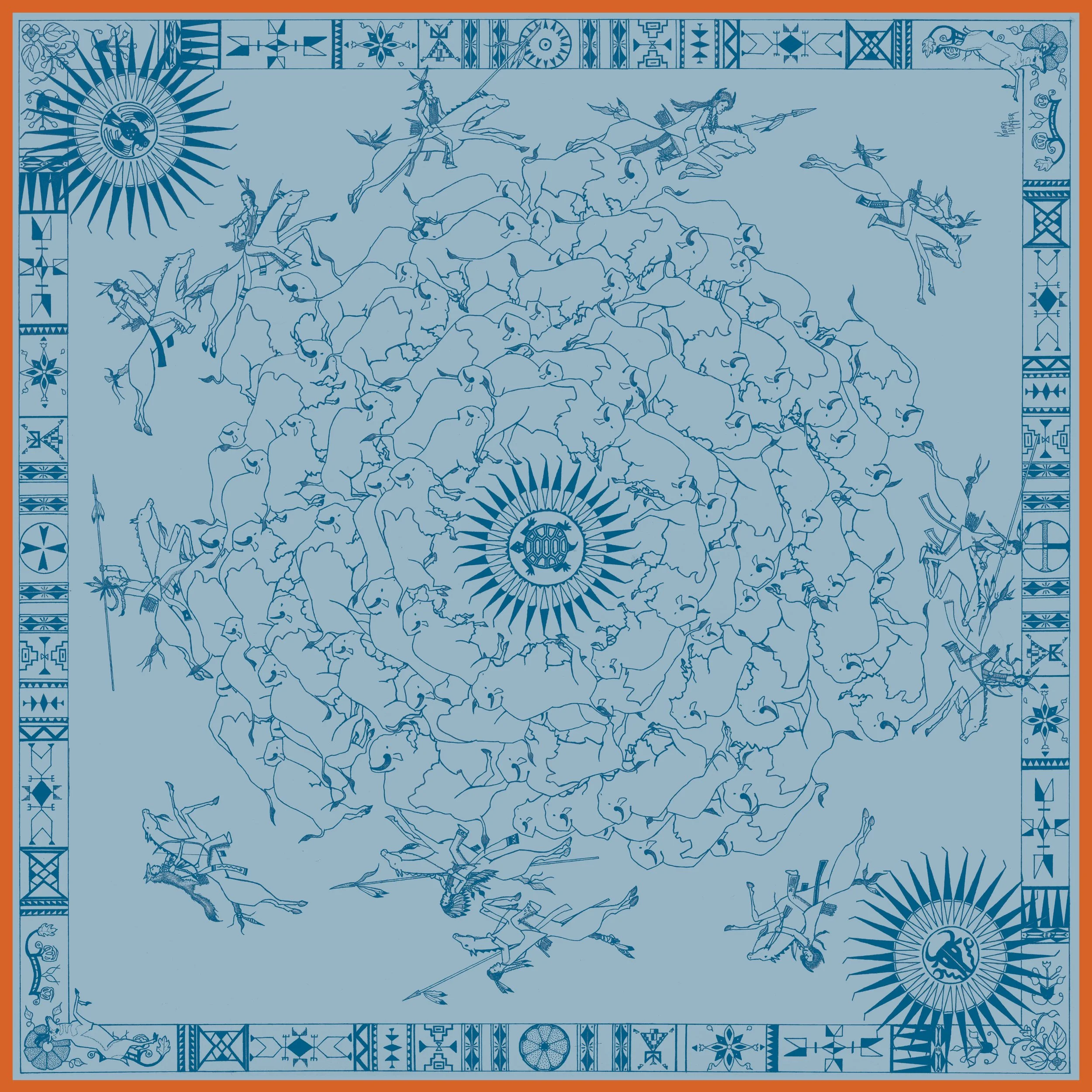 Katimone | Bison Hunt | 100% Silk Scarf
