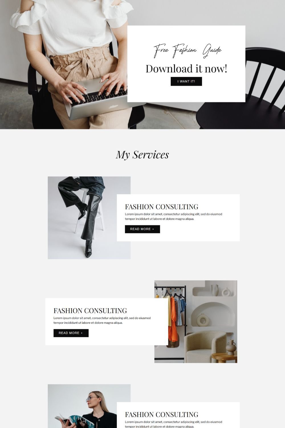 Service page design for coaches using Kajabi
