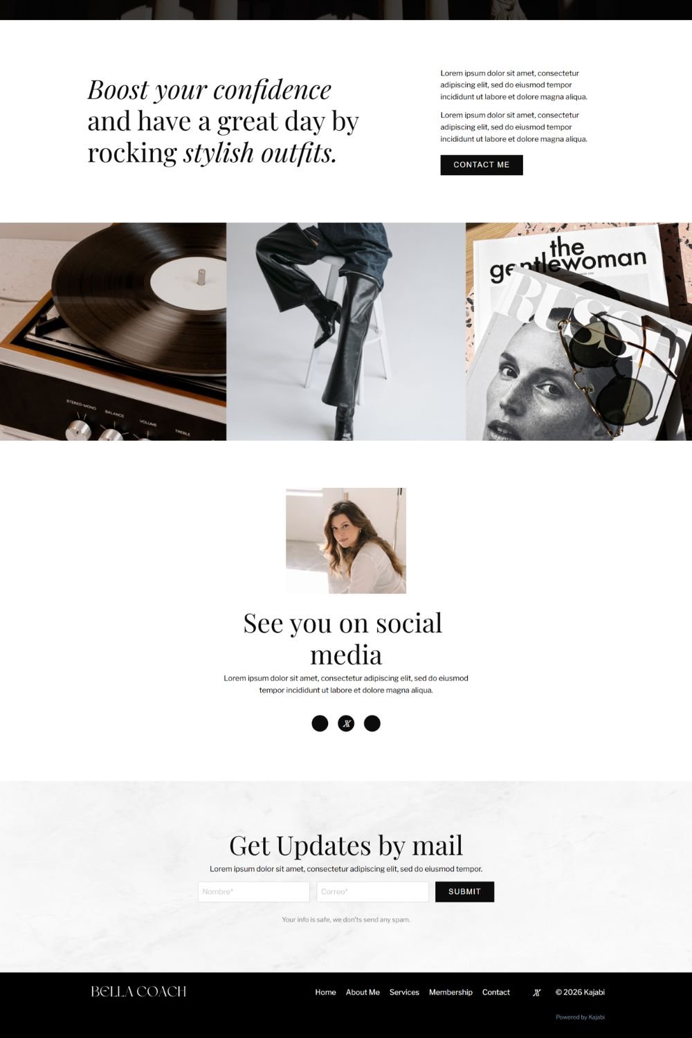 Creator website design with feminine minimal aesthetic
