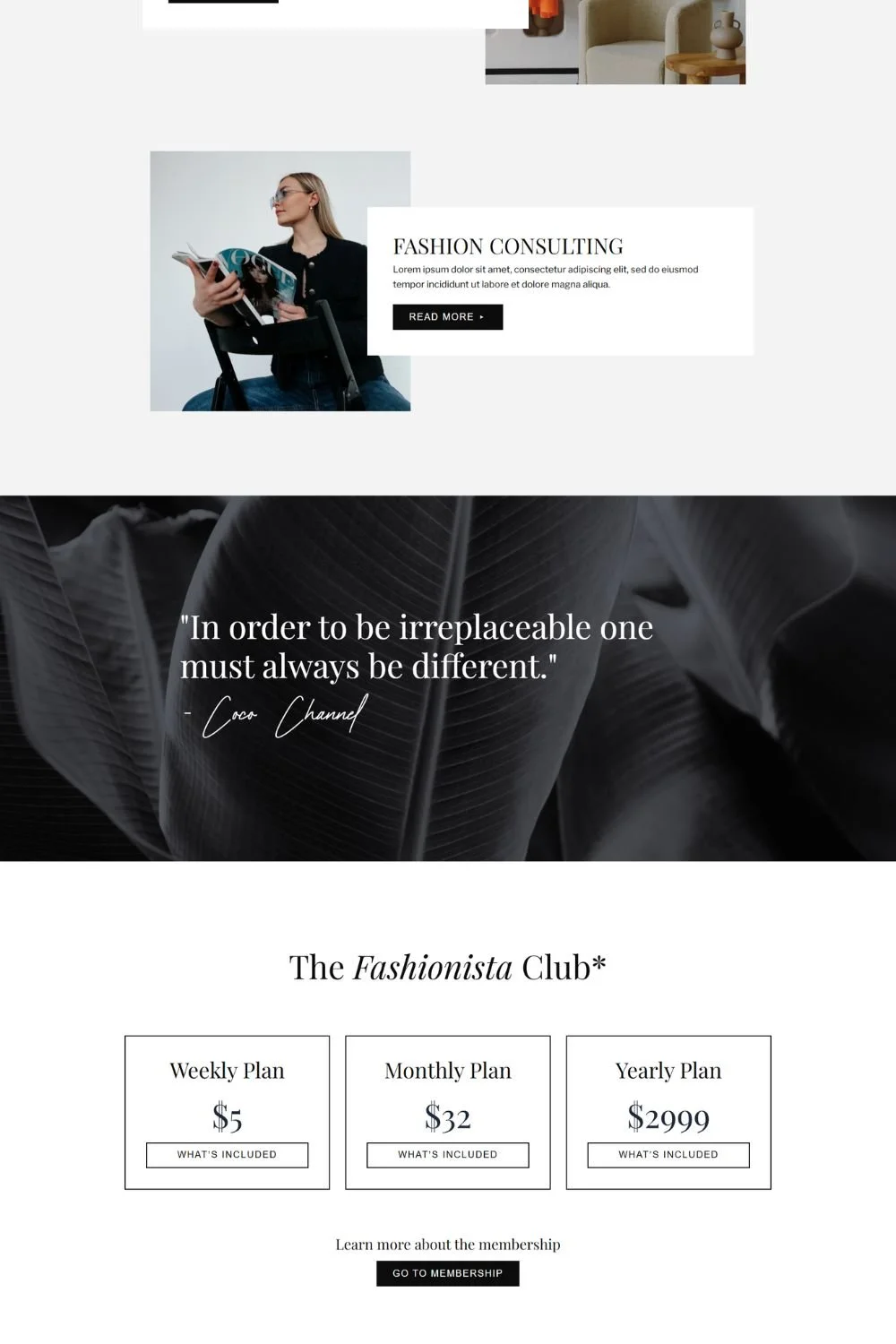Elegant sales page layout built in Kajabi