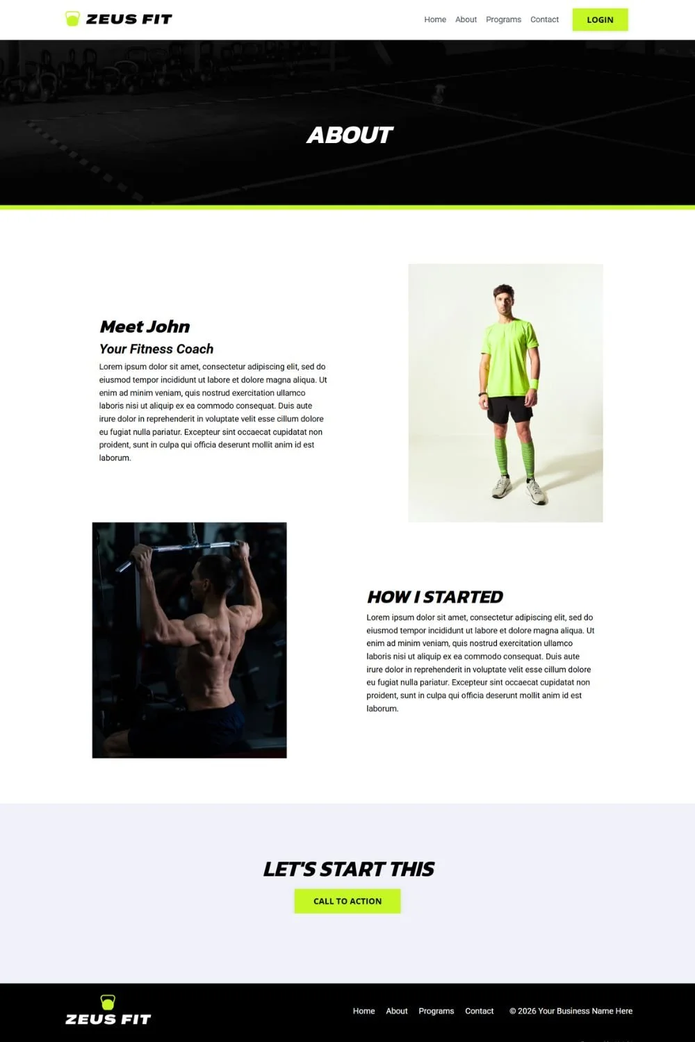 About page design layout from Zeus Kajabi website theme
