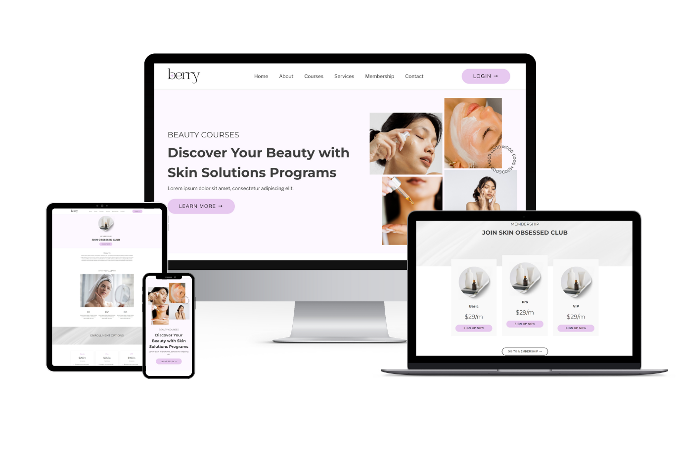 Berry Kajabi website homepage designed for content creators