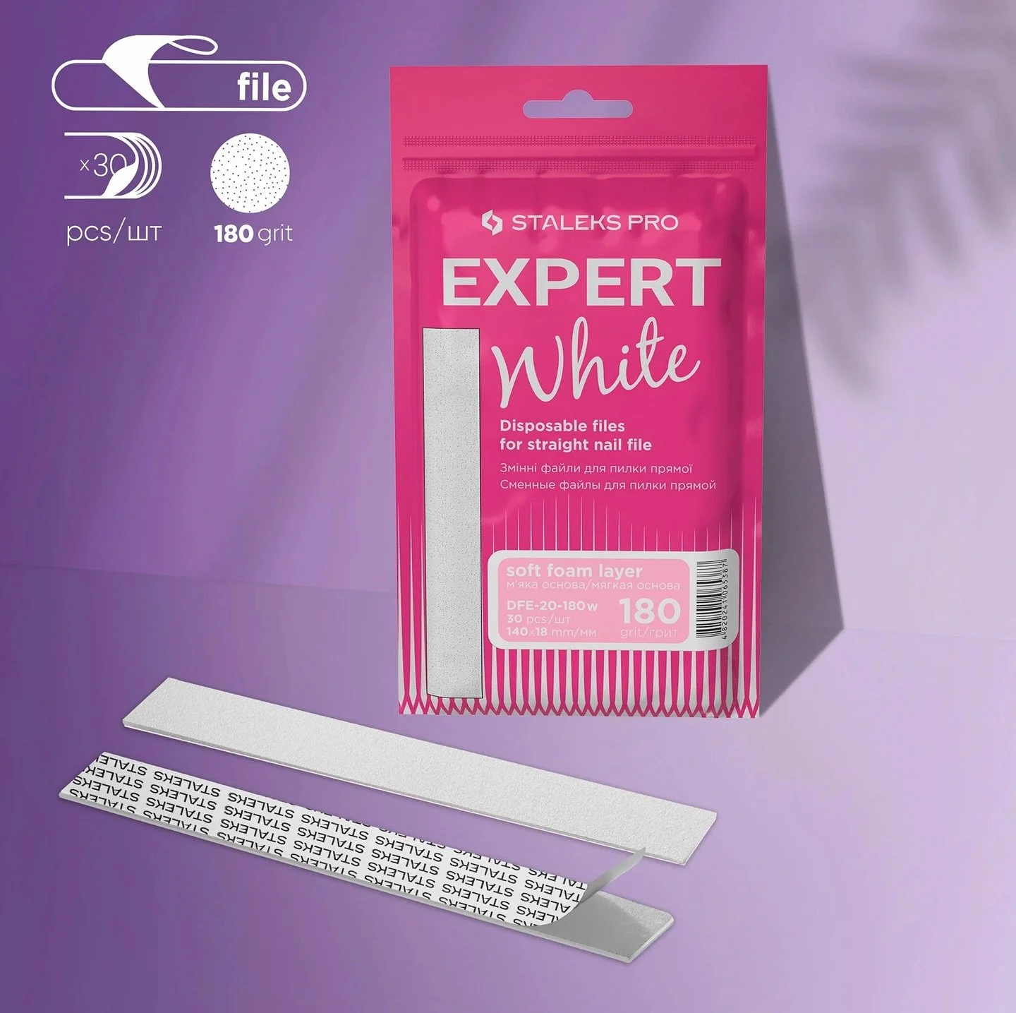 Disposable white files for straight nail file on a soft foam layer EXPERT 20 (30 pcs)
$5.99