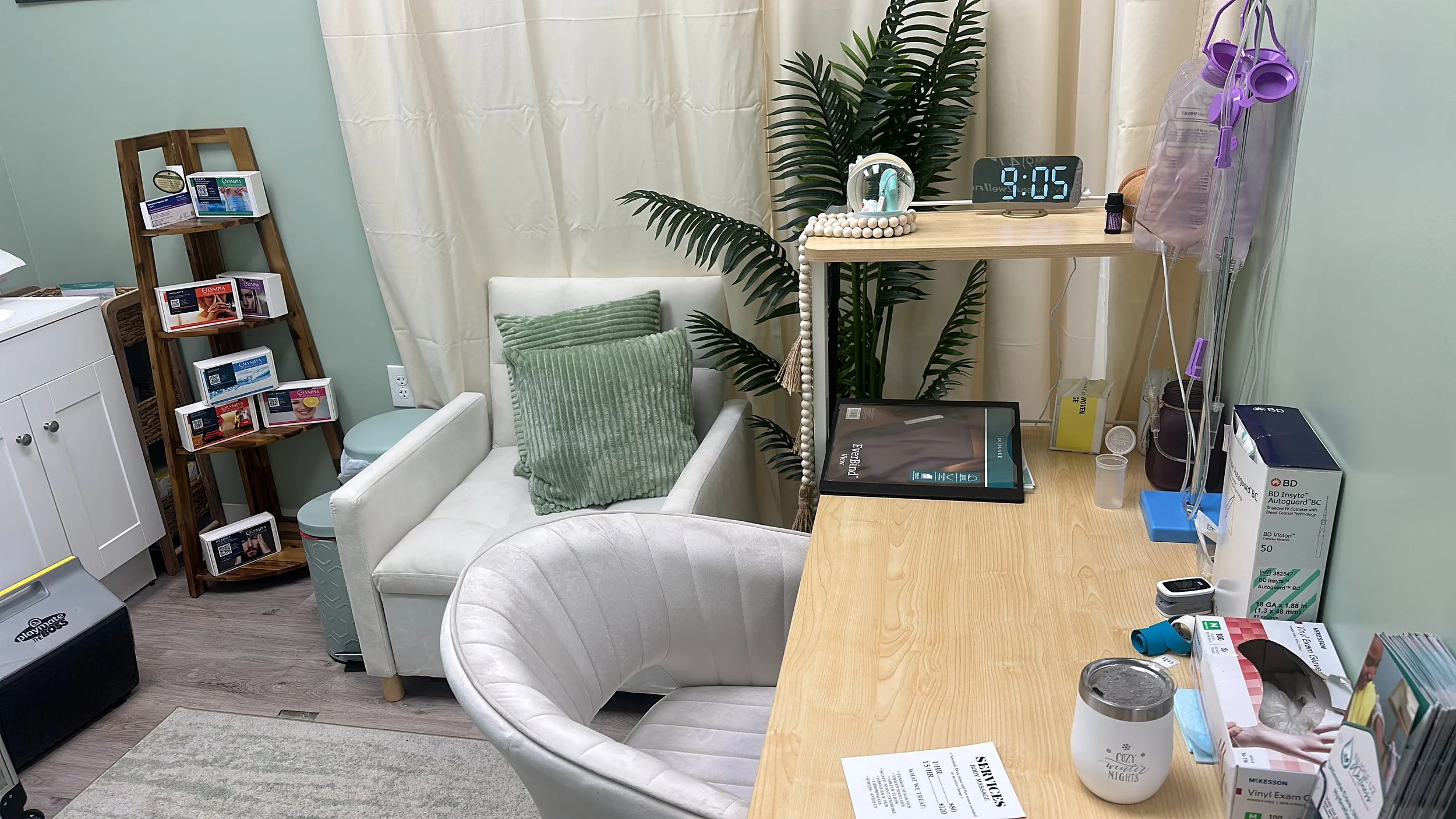 Clean, professional medical spa treatment room with neutral tones at Nurse U2 Wellness in Bonita Springs