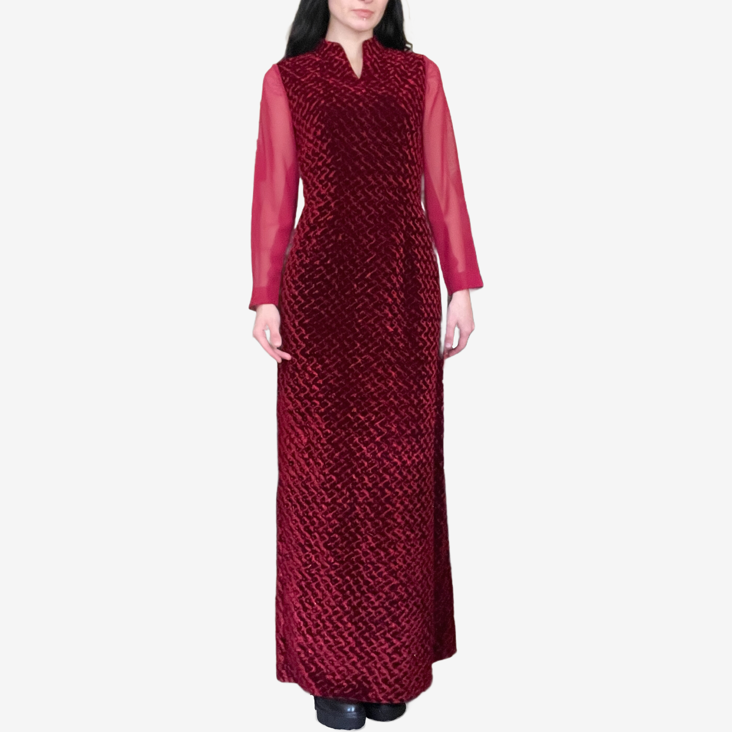 1990's Red Velvet Maxi Dress