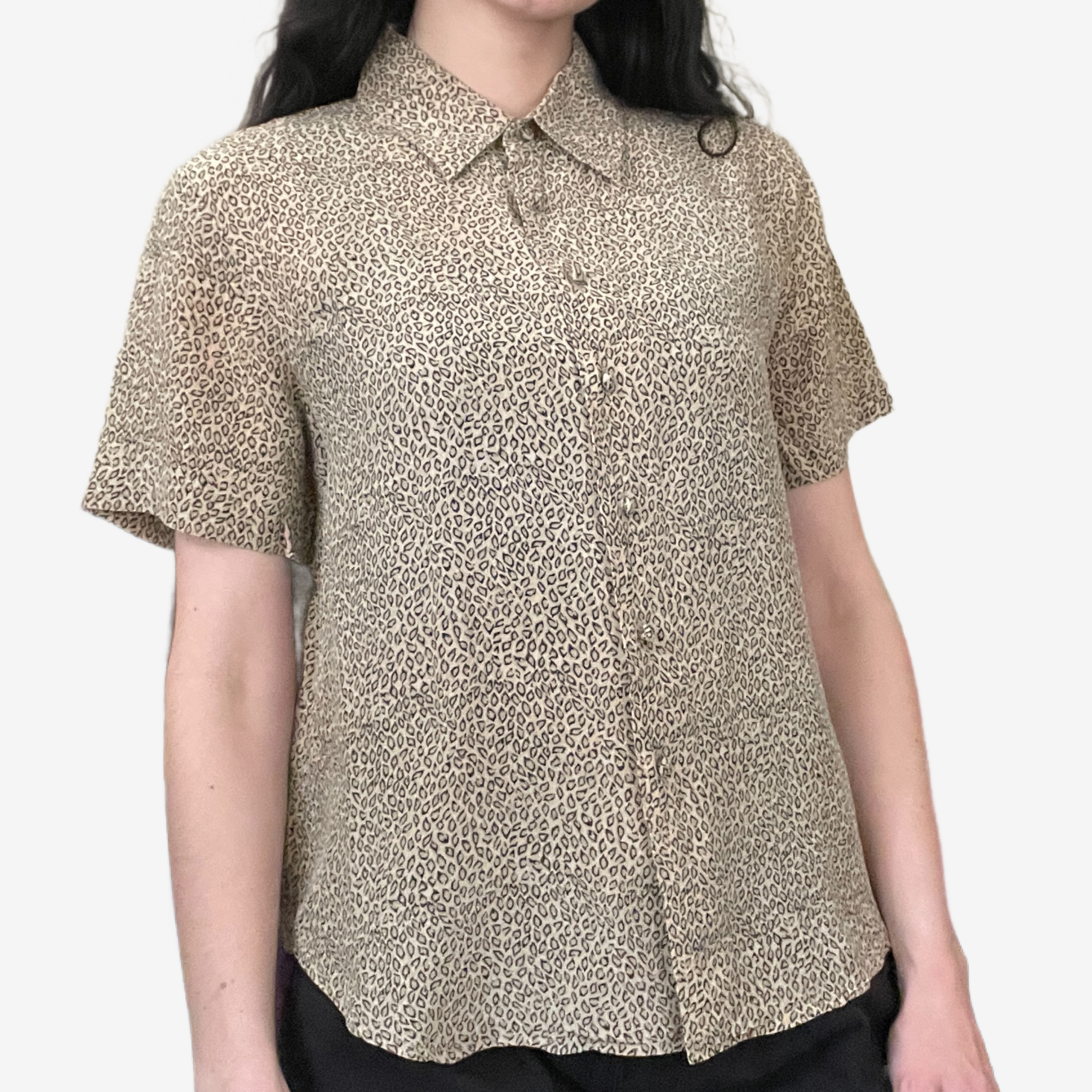 1990's Leopard Print Button Up Blouse