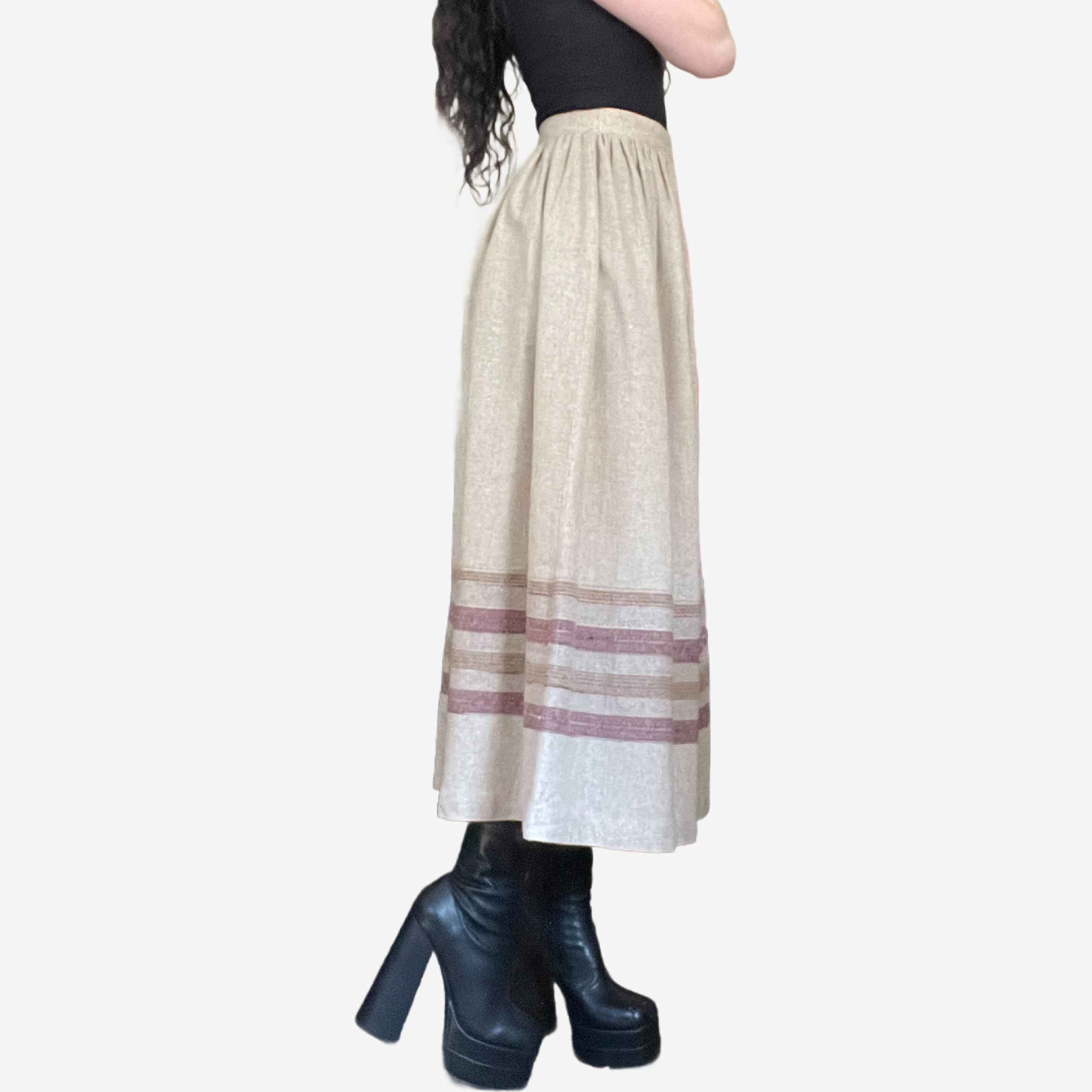 1980's Tan Midi Skirt