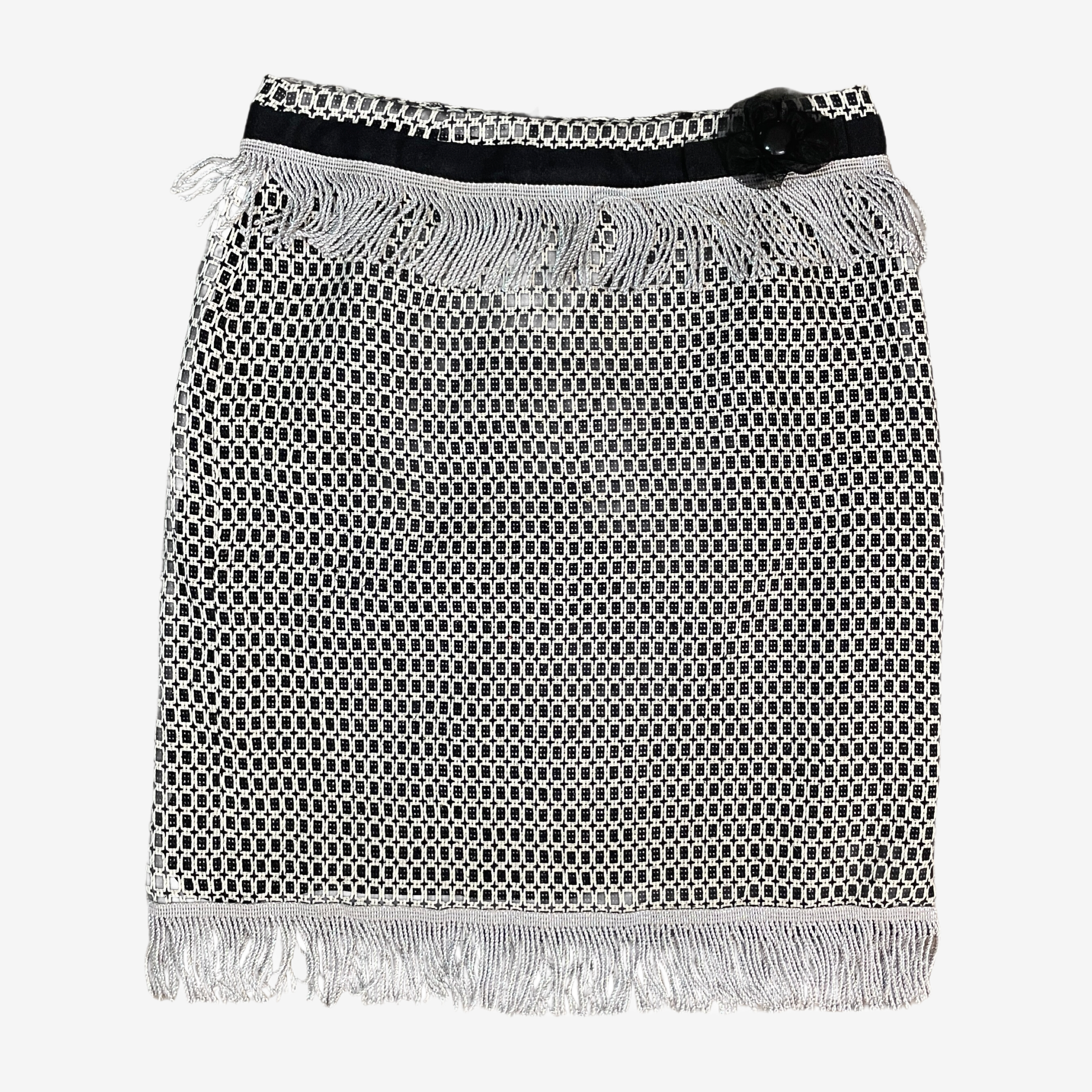 1990's Black & White Fringe Skirt