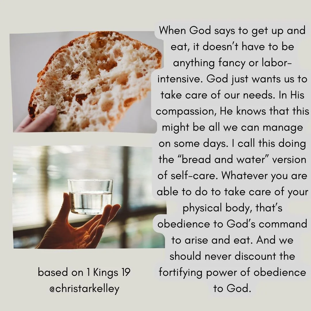 What do you do when you have no more energy to get up and keep living? God's prescription is not a hollow message of &quot;Cheer up,&quot; but a practical action plan to &quot;arise and eat.&quot; Check out my blog for more: https://www.christarkelle