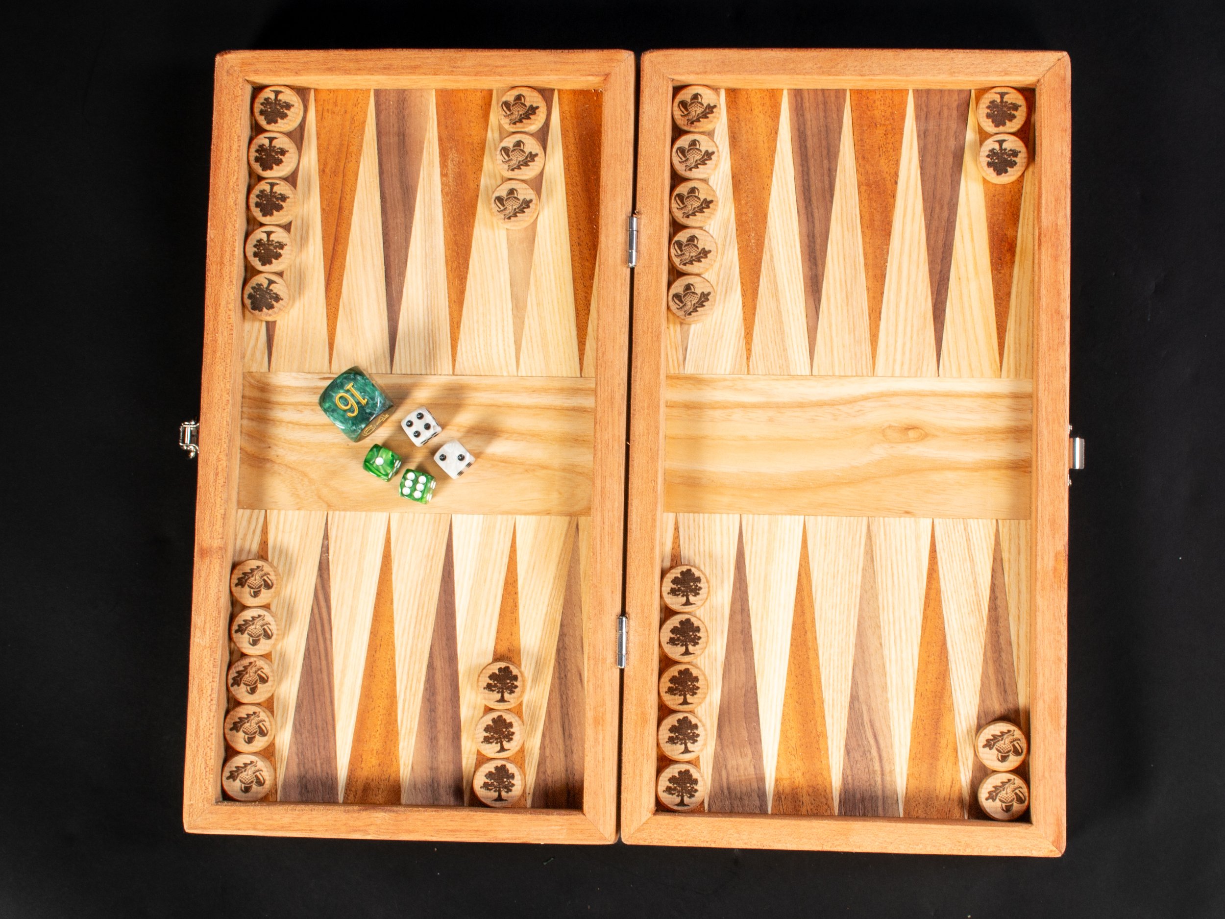 Cherry & Walnut Backgammon & Draughts Box