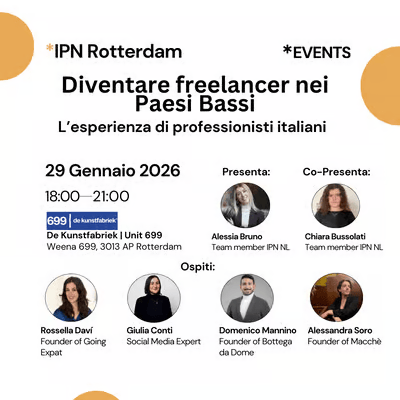 IPN Evento - Rotterdam | Diventare freelancer nei Paesi Bassi: L’esperienza di professionisti italiani