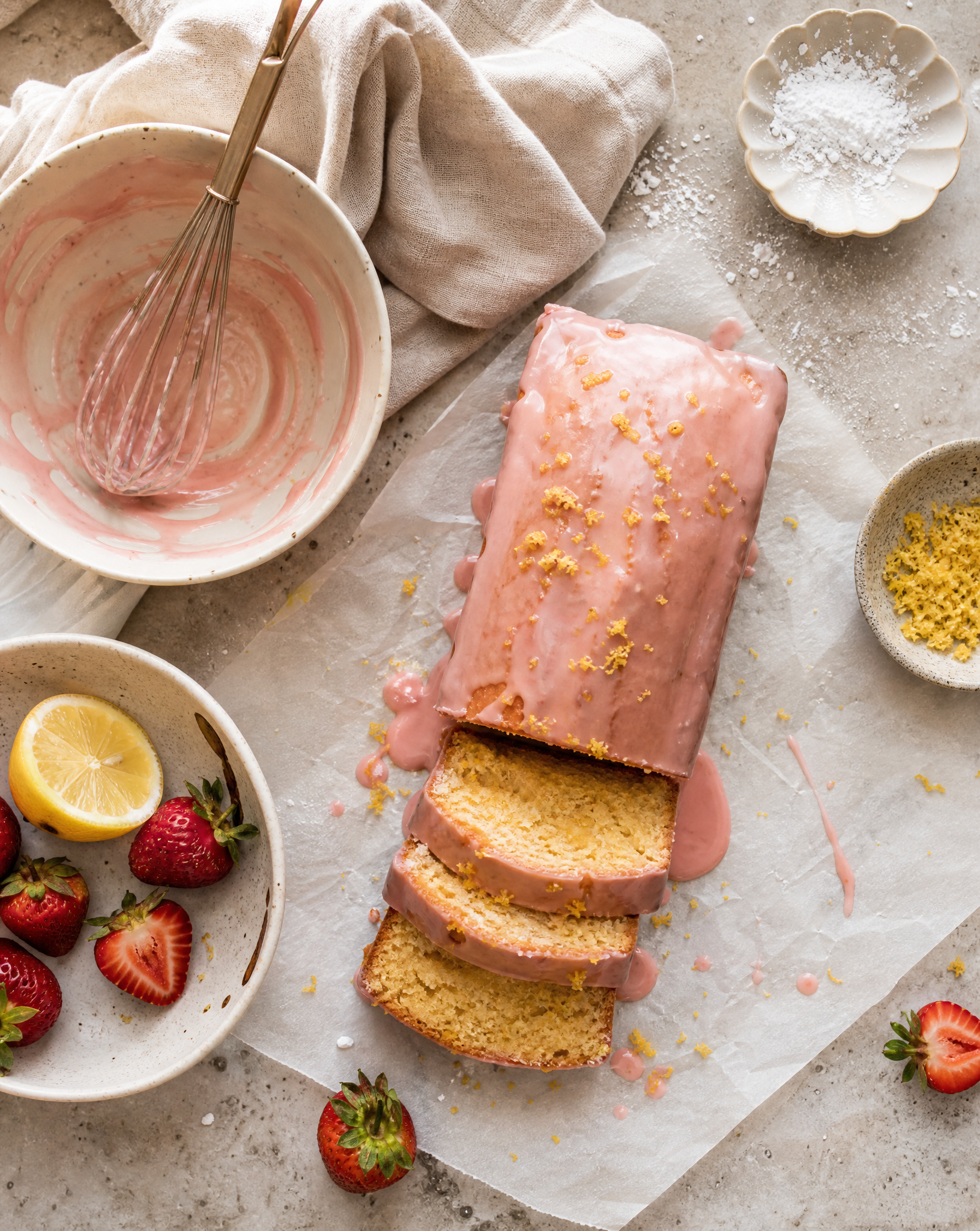 Lemon Loaf with Strawberry Glaze