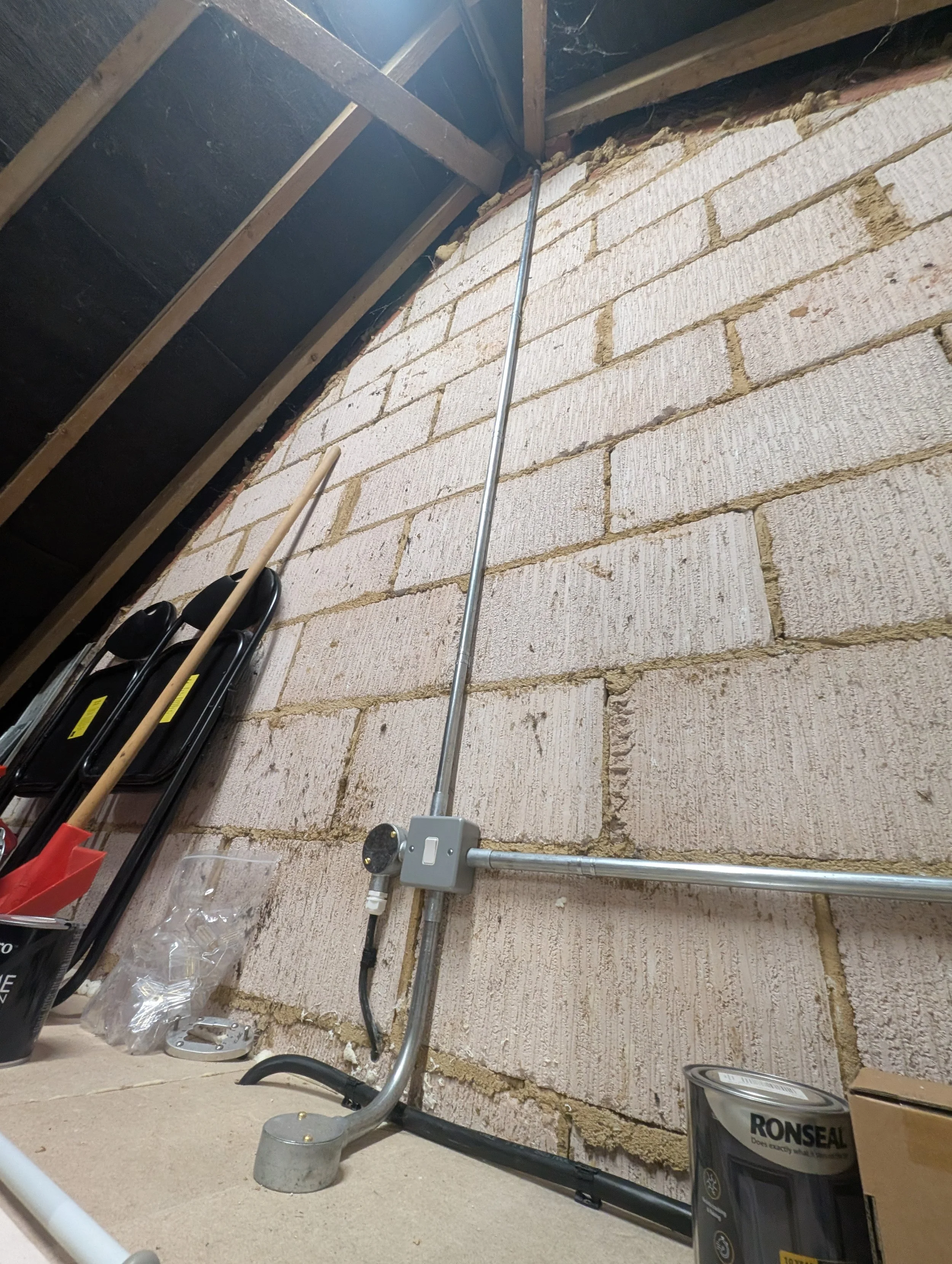 Steel conduit for loft lighting in Oxford