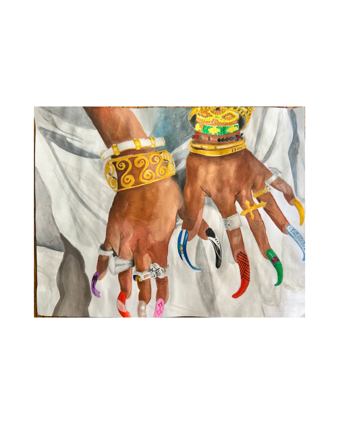 'Hands of the Holy' 

gouache paint on paper
8.5" x 11" 2025