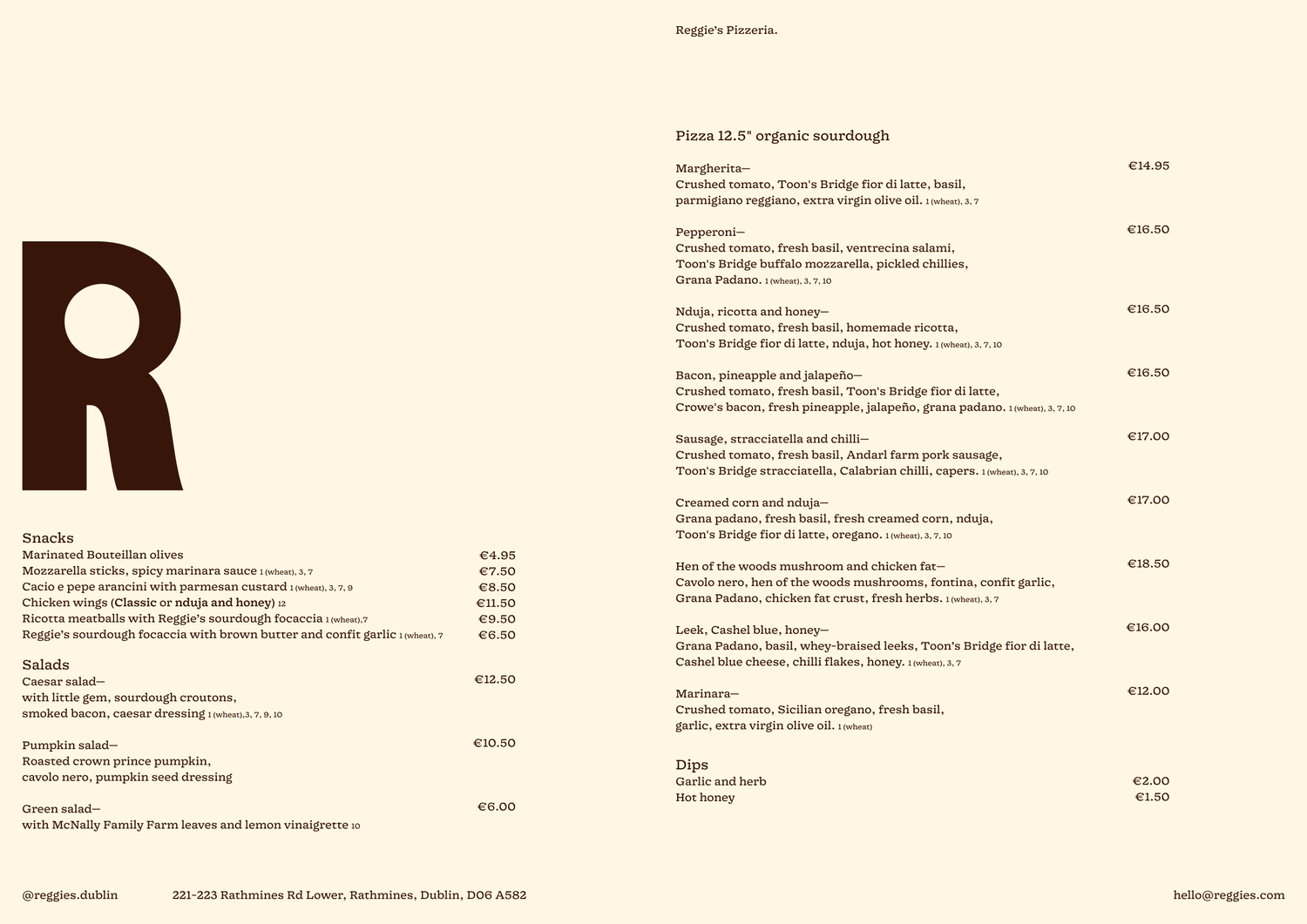 Reggies Menu Menu — Reggie's Pizzeria