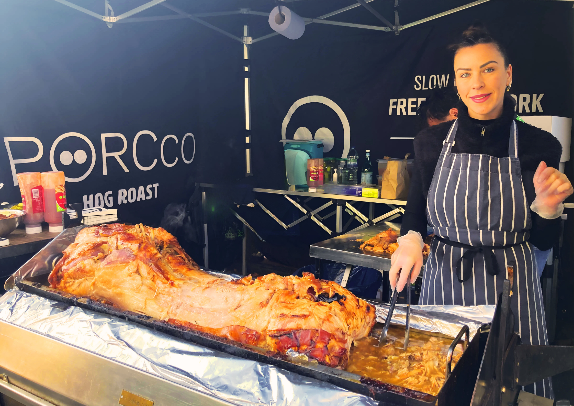 Porcco Hog Roast North Cross Road Market Stall