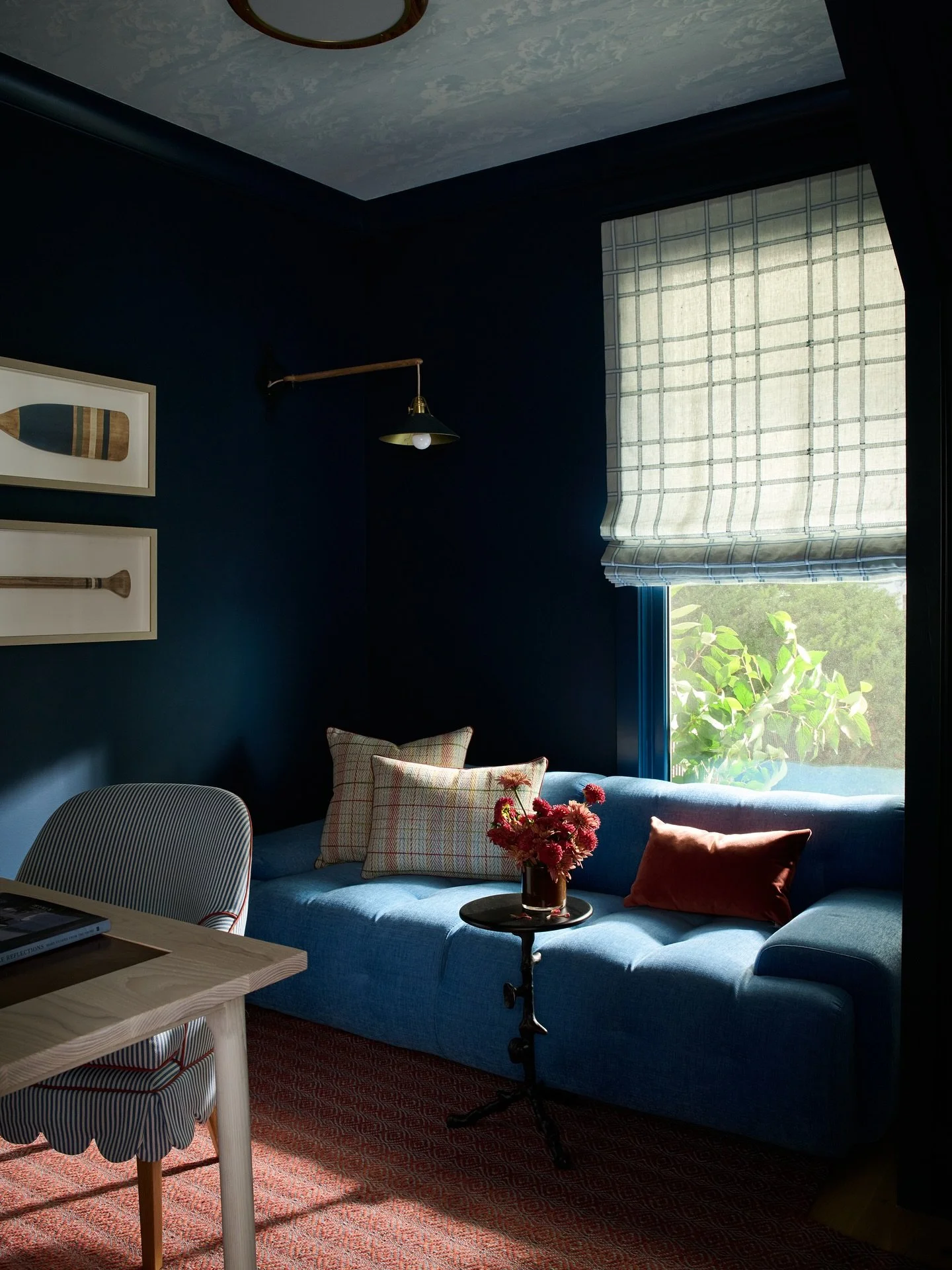 Utility + Beauty / Lake homes are about relaxation but, on occasion, some work may need to be done.carved out from the main floor of this Lake Geneva home is a small study/reading book for a quiet moment. #designenmasse Interior Design: @abramsvalent