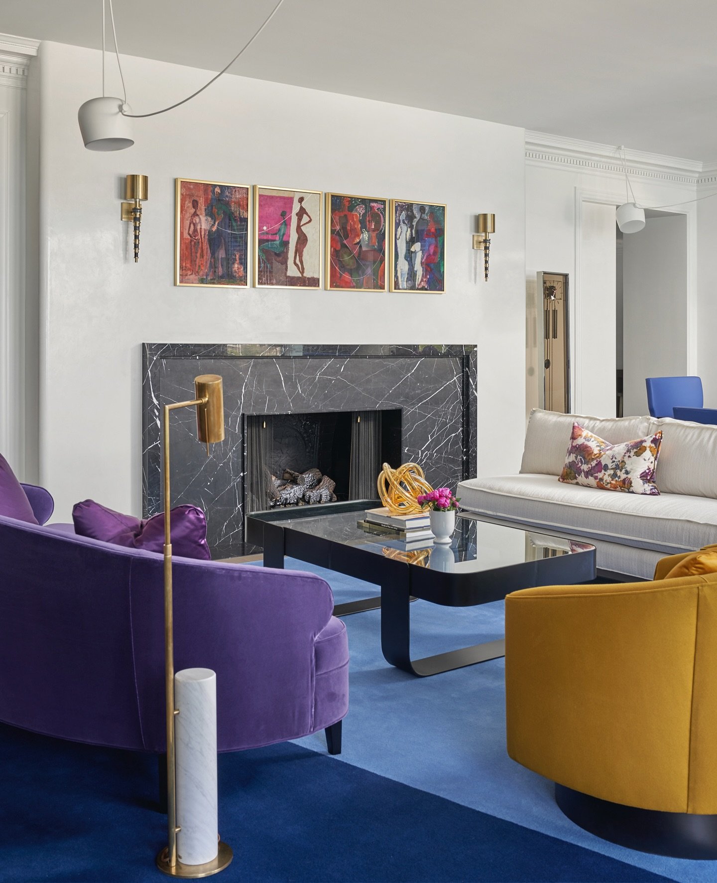 Grand Apartment / Located in a stunning 1920s building on Lakeshore Drive this grand apartment was designed to honor the building while integrating the clients personal style. The fireplace built up of honed and polished marbles anchors the space. #d