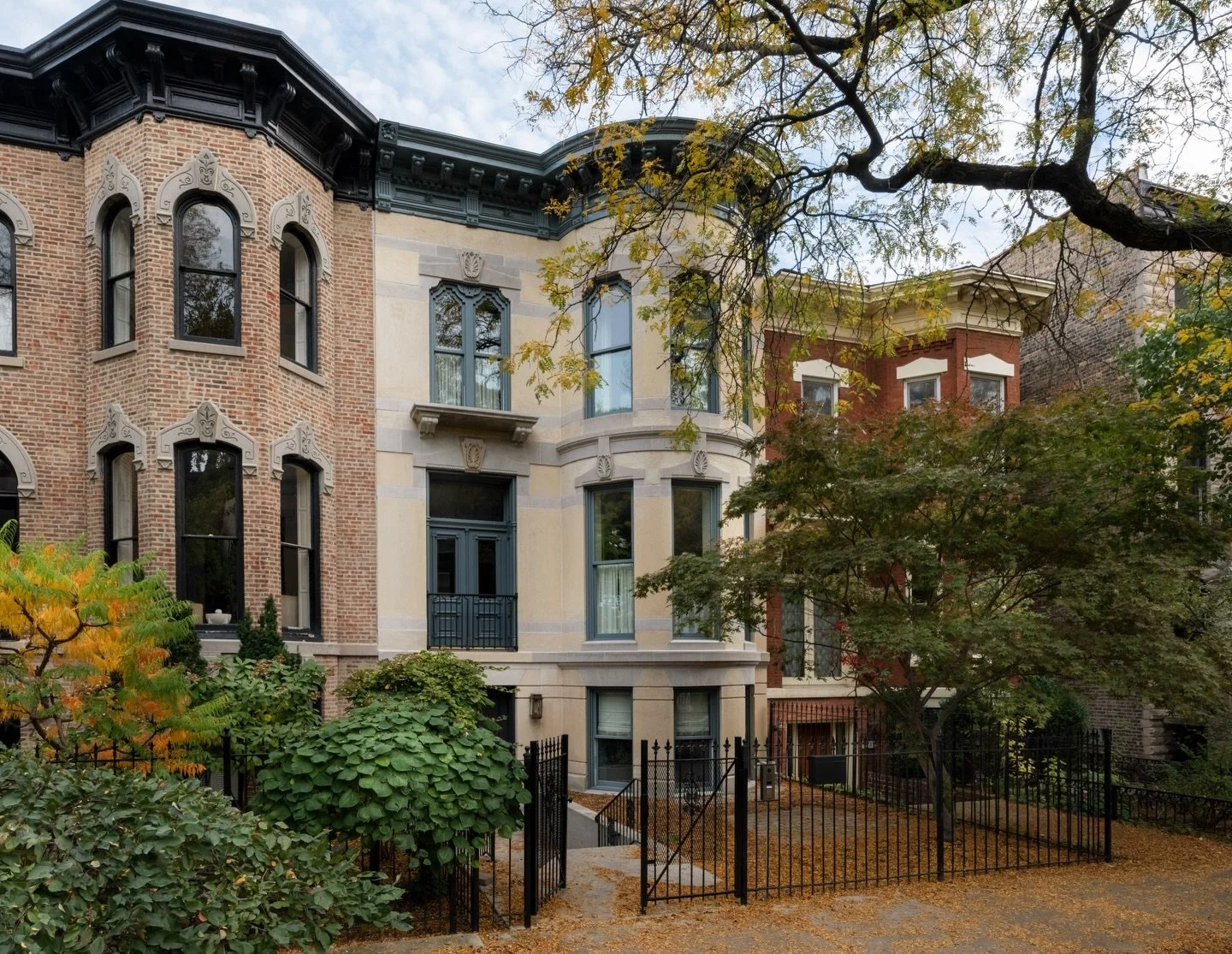 Restored / The details on the front facade of this Lincoln Park home had been worn away over its long life. The facade was fully restored including new carved limestone keystones, custom windows , and a lot of maintenance. The effort was well worth i