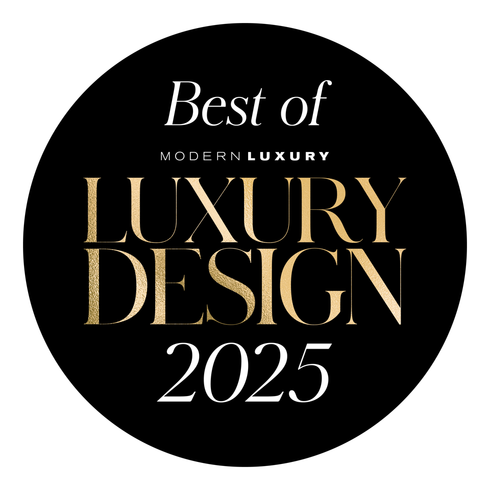 Cover image for 'Best of Luxury Design 2025' with gold and white text on a black background.