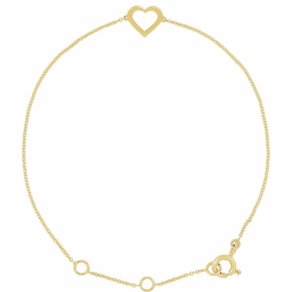 14K Yellow Gold Heart Bracelet (5-7")