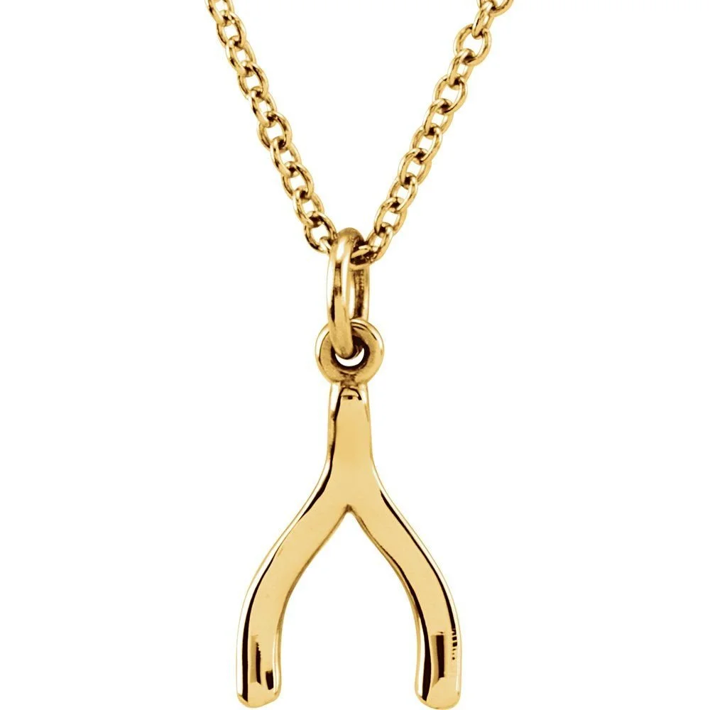 18K Gold Vermeil Wishbone Necklace