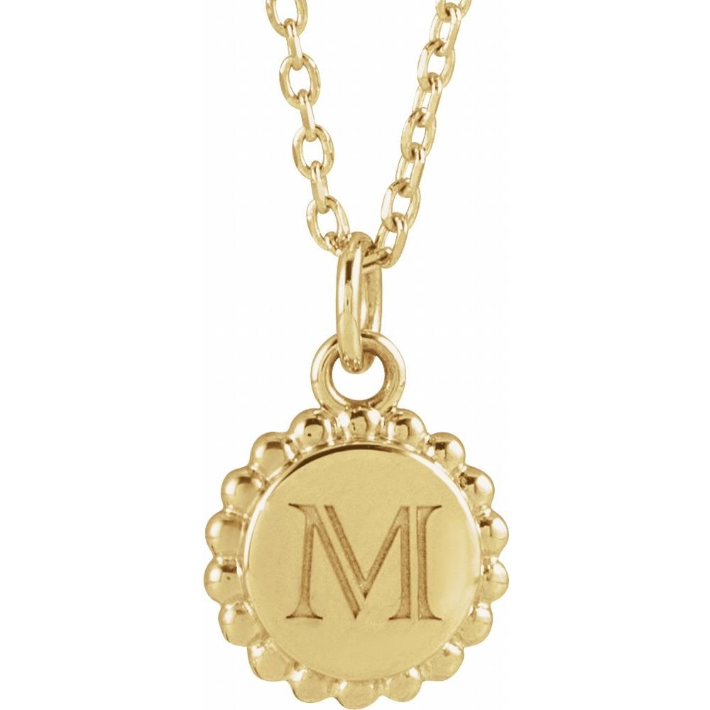 18K Gold Vermeil Engravable Beaded Disc Necklace