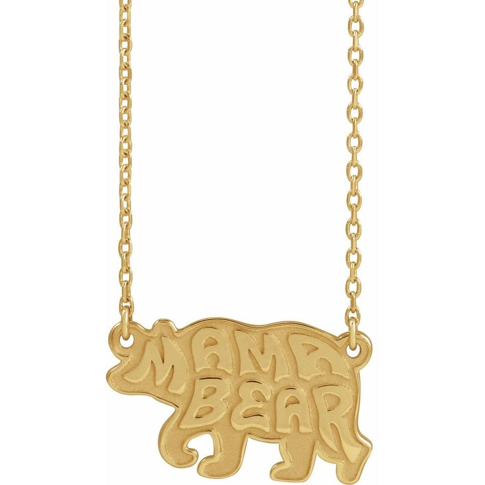 14K Gold Mama Bear Necklace – 18"