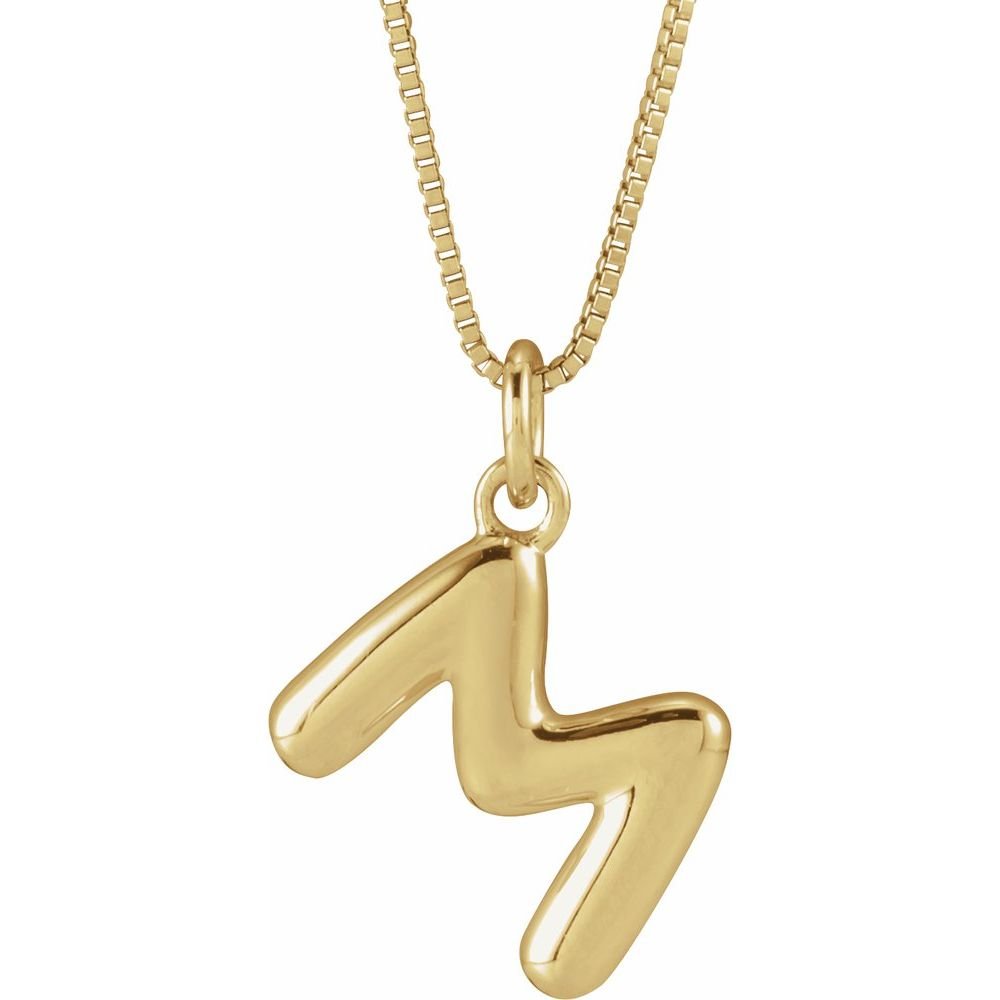 14K Gold Bubble Initial Necklace – 18"