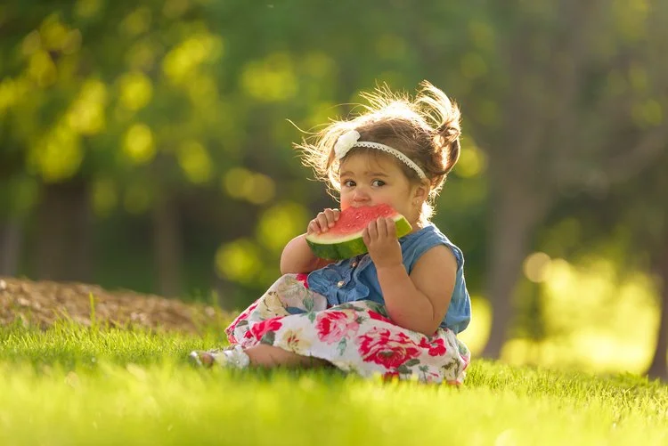 Toddler Birthday Photography with watermelon