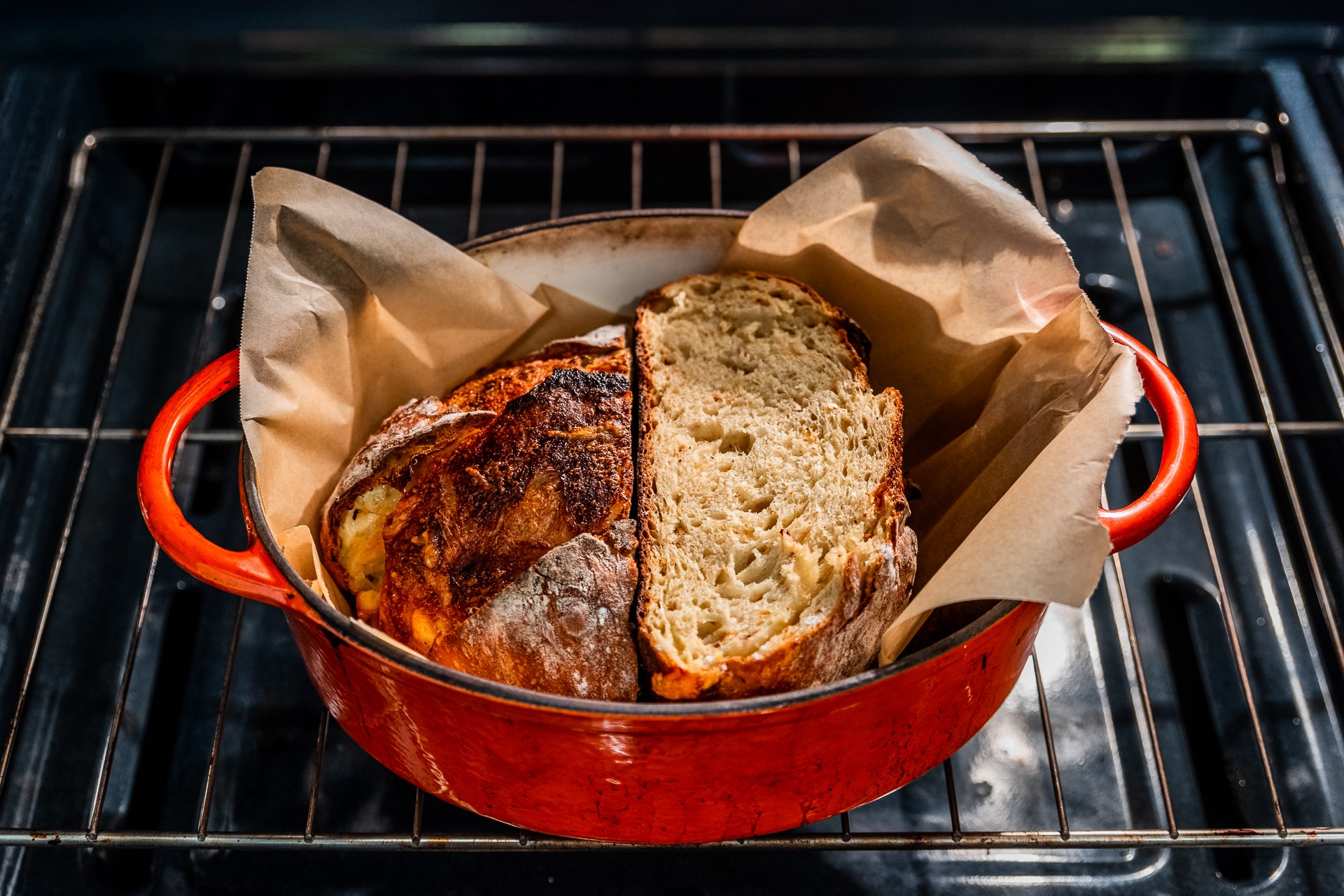 Crust & Crumb Bakery Waukee, Iowa - Food Photography Sourdough in Dutch Oven