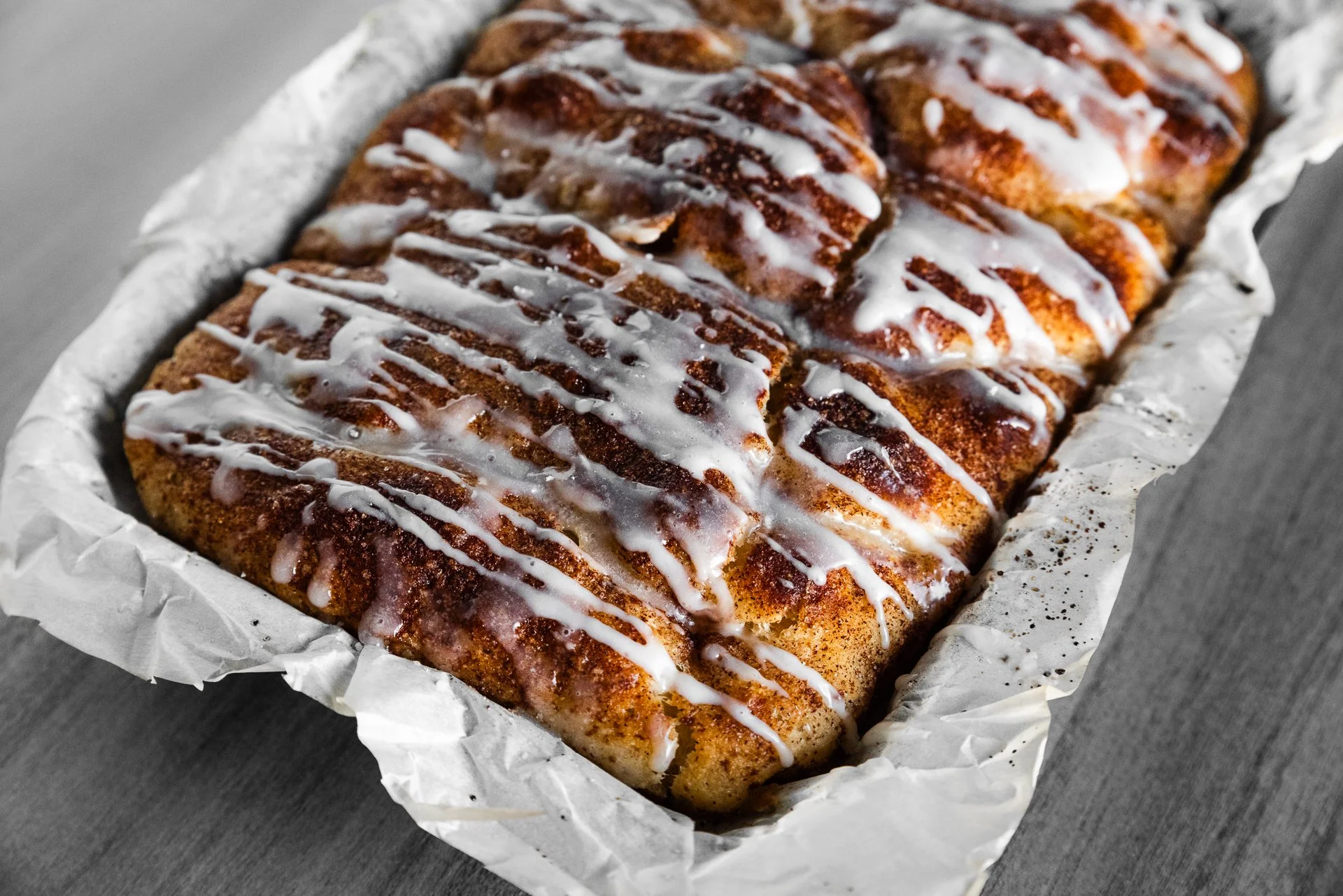 Crust & Crumb Bakery Waukee, Iowa - Food Photography Cinnamon Roll Focaccia Bread