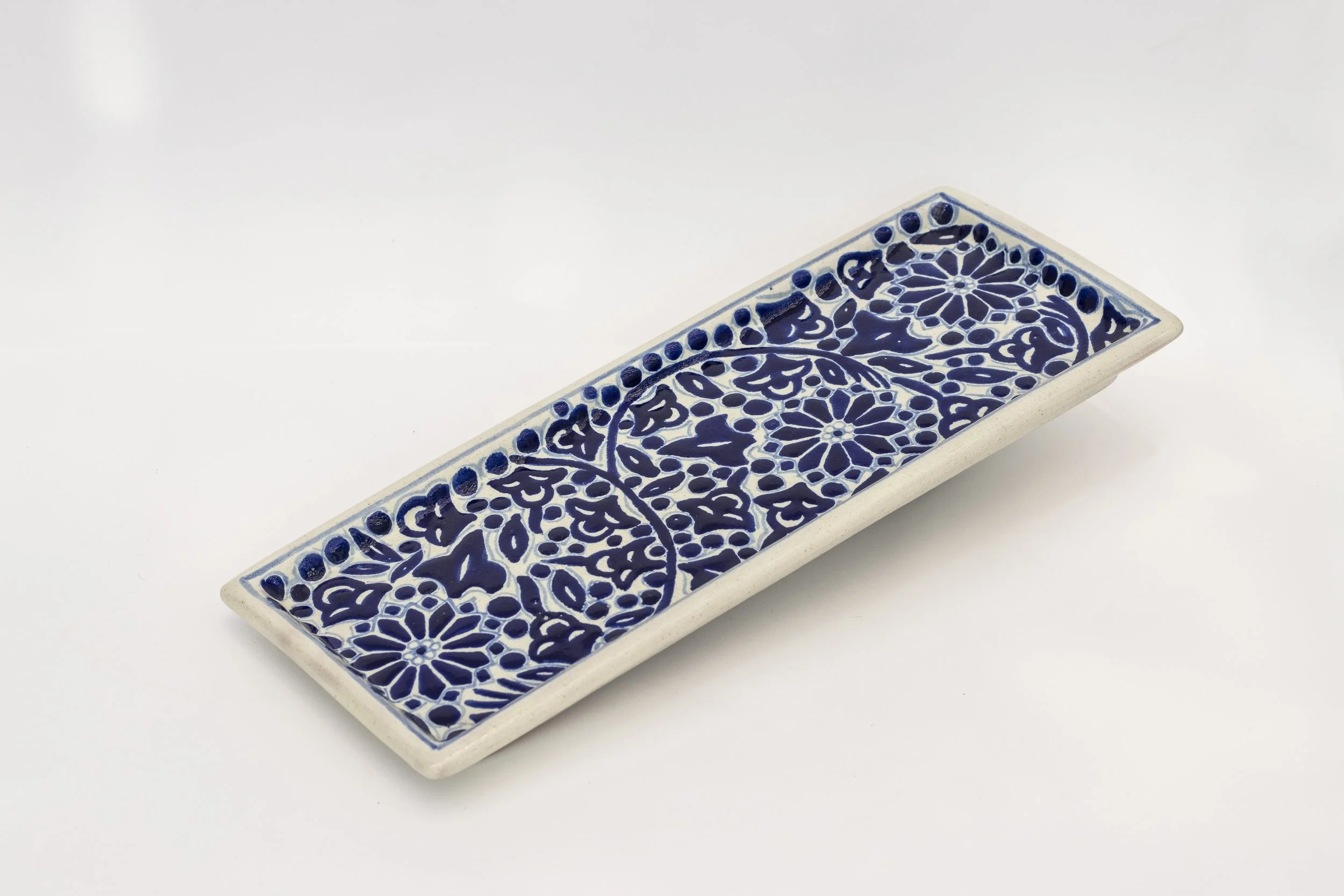Charola rectangular de 45 cm - Crisantemos