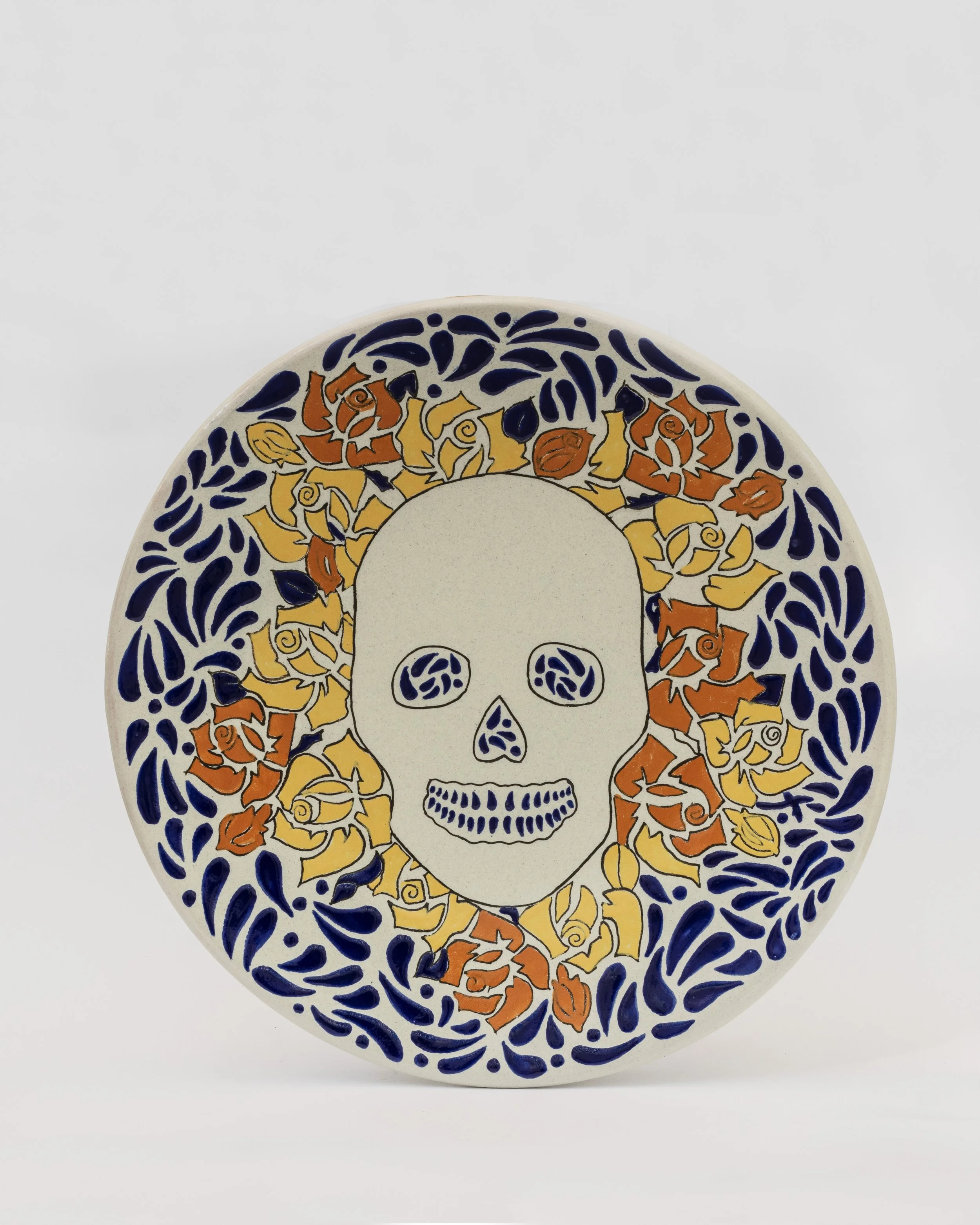 Platón Calavera con Flores de 42 cm