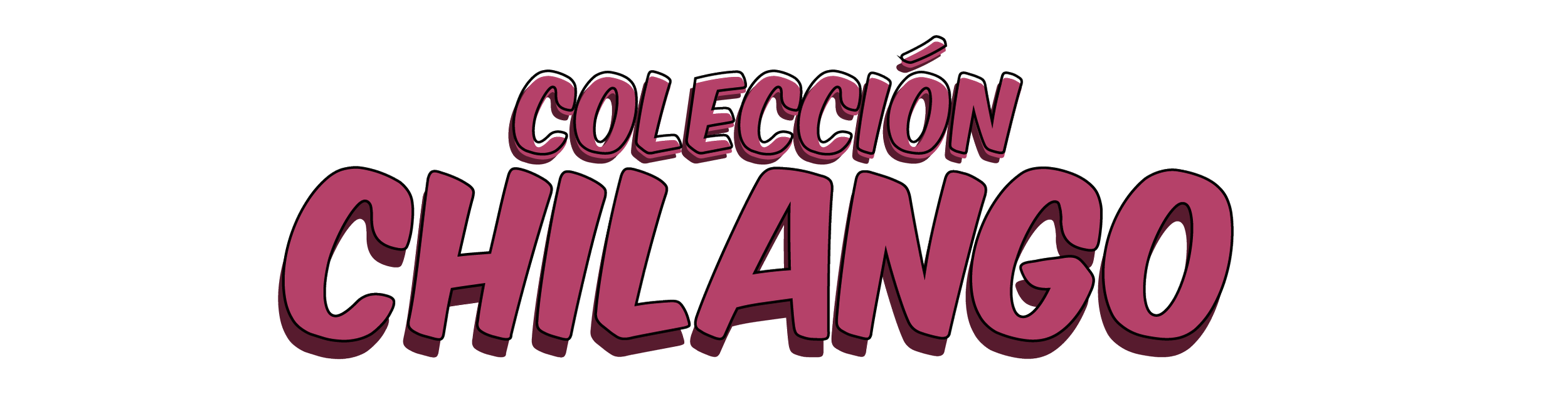 Logotipo de la colección Chillango en letras grandes y color morado.